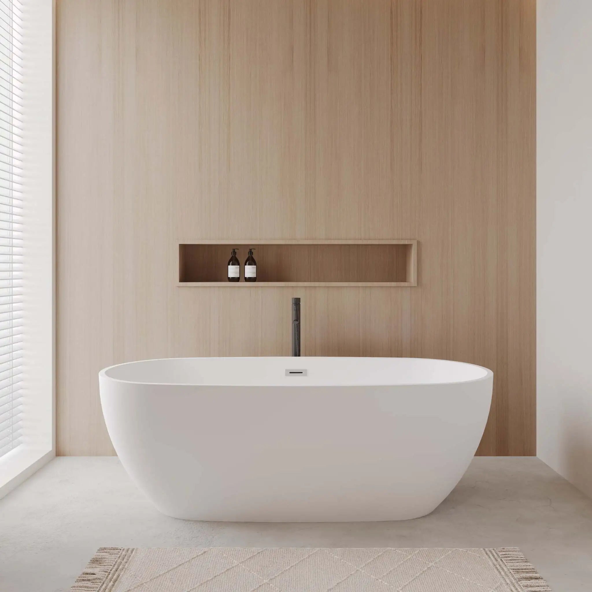 71" Matte White Freestanding Bathtub with Polished Chrome - Juno by Wyndham (WCBTE306171MWPCATPBK) image 1