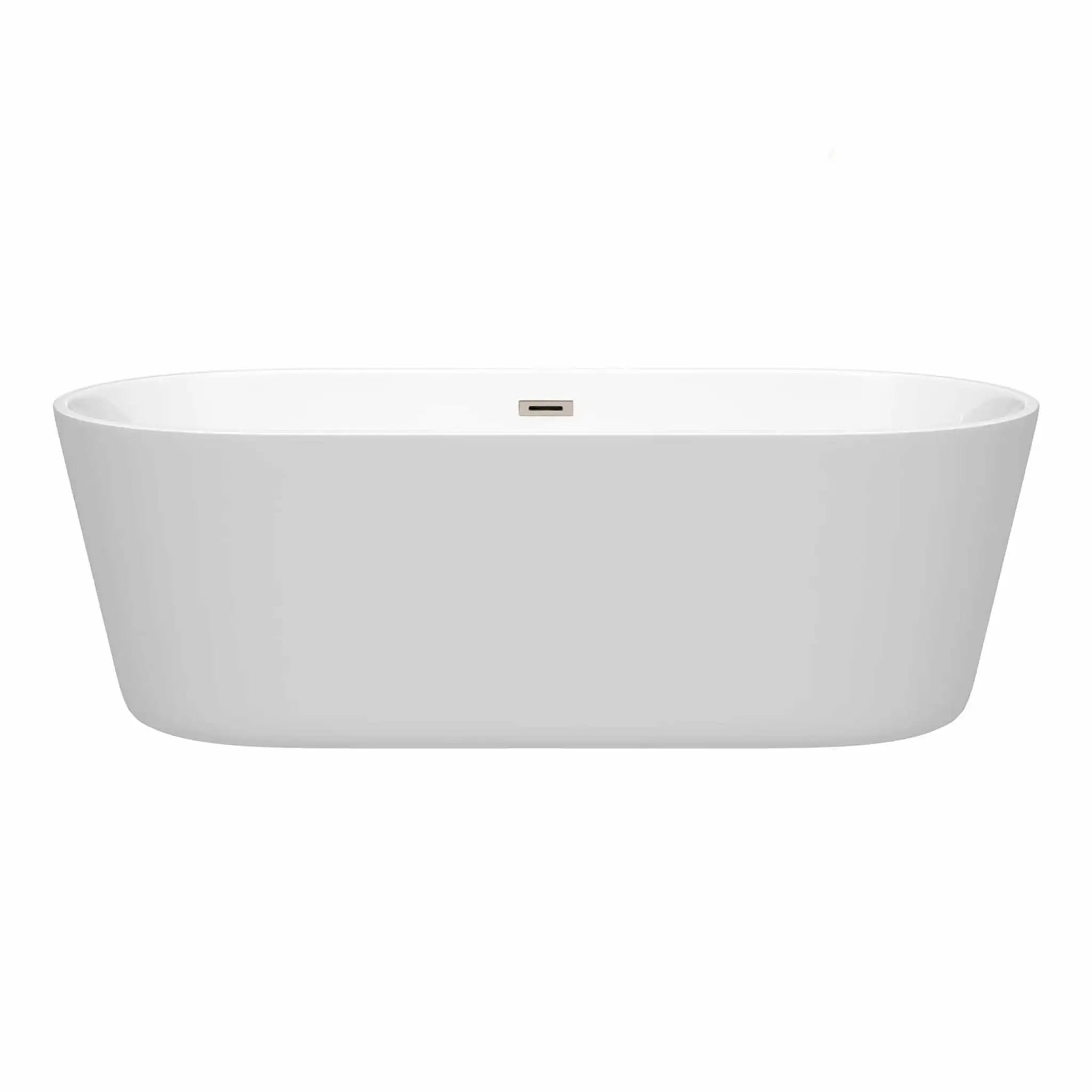 71" White Freestanding Bathtub, Brushed Nickel Trim - Carissa by Wyndham (WCOBT101271BNTRIM) image 2