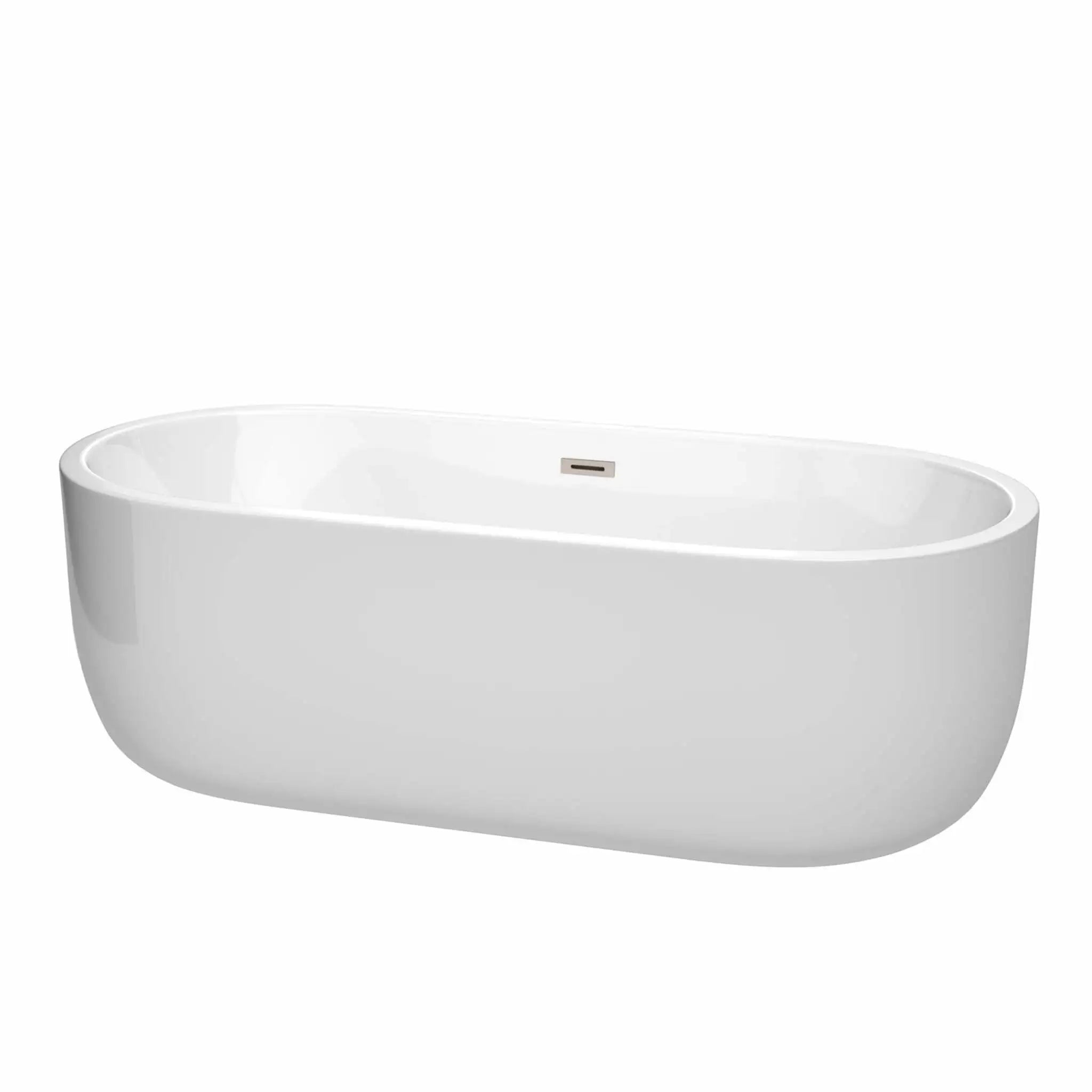 71" White Freestanding Bathtub, Brushed Nickel Trim - Juliette by Wyndham (WCOBT101371BNTRIM) image
