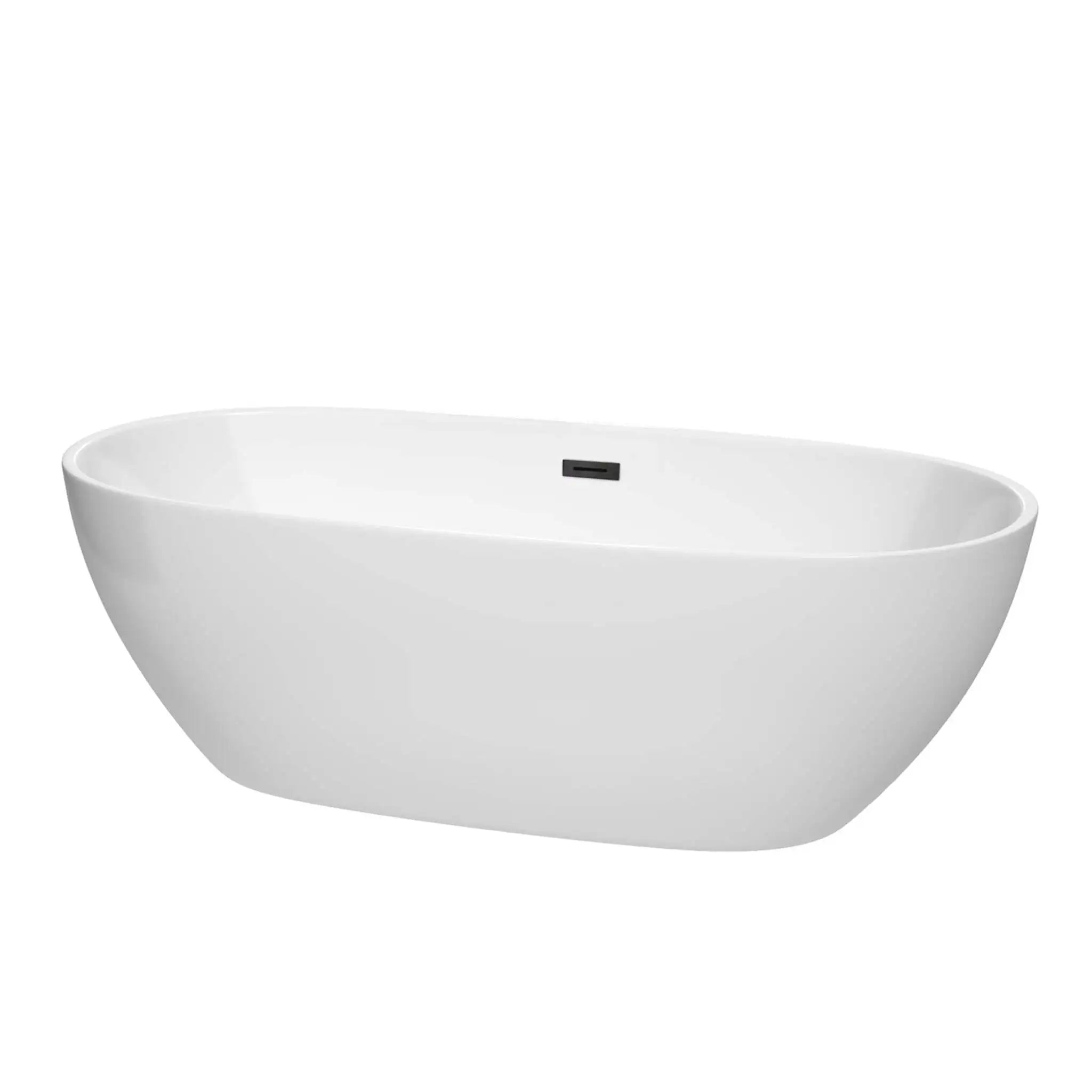 71" White Freestanding Bathtub, Matte Black Trim - Juno by Wyndham (WCBTK156171MBTRIM) image
