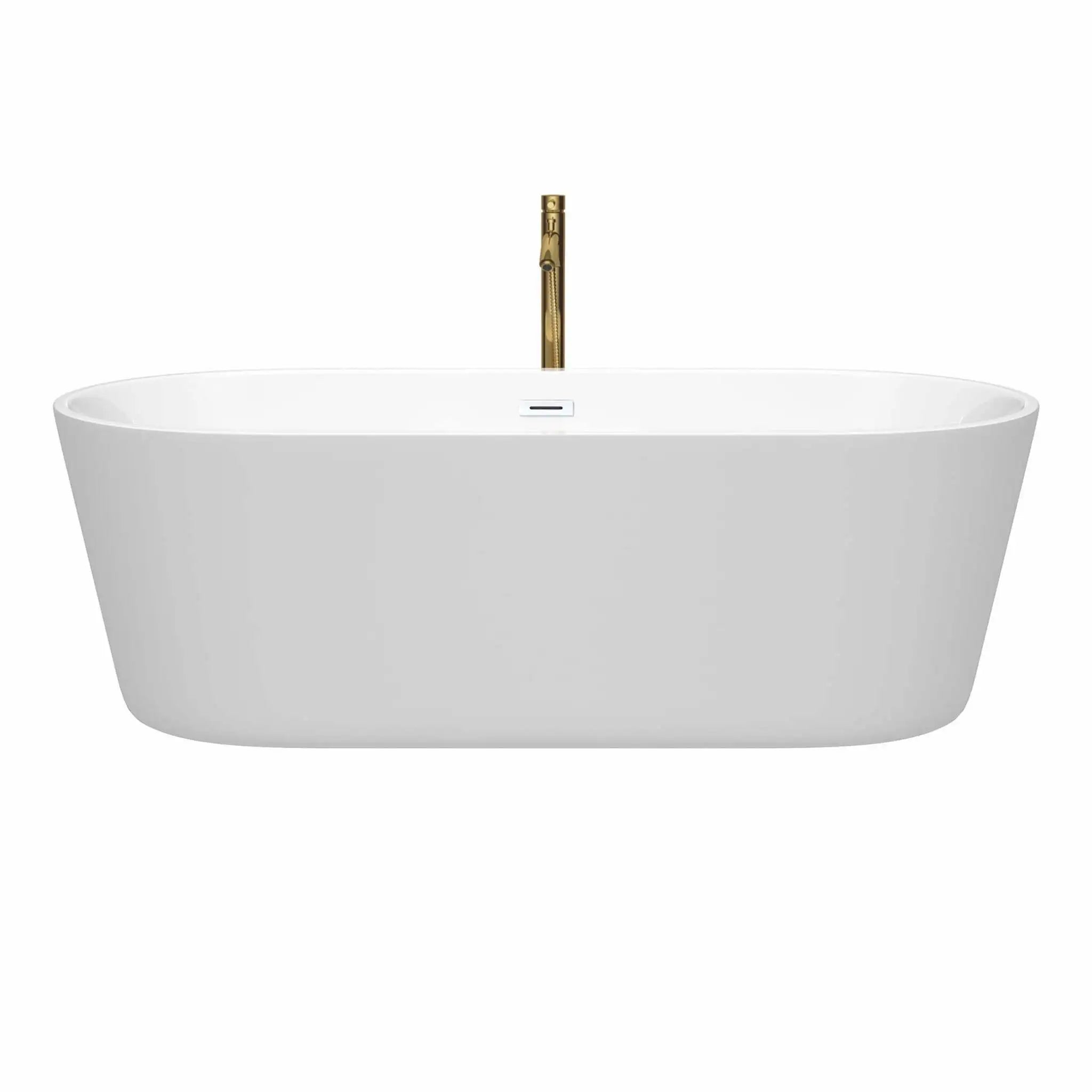 71" White Freestanding Bathtub with Brushed Gold Faucet - Carissa by Wyndham (WCOBT101271SWATPGD) image 2