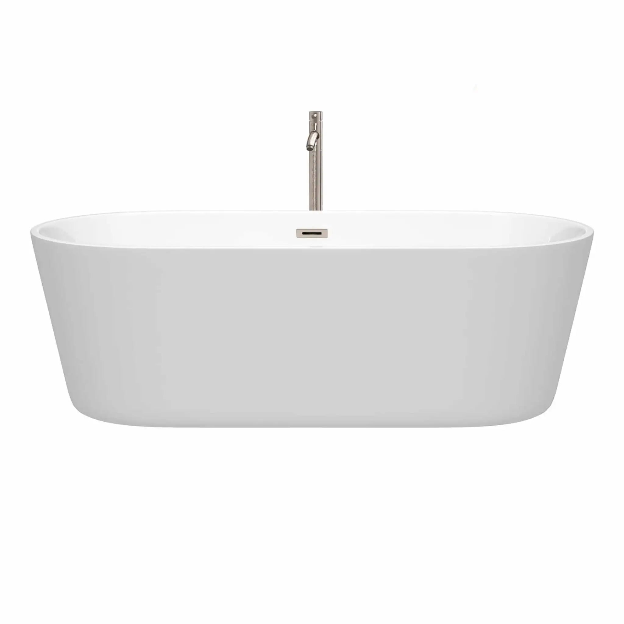 71" White Freestanding Bathtub with Brushed Nickel Faucet - Carissa by Wyndham (WCOBT101271ATP11BN) image 2