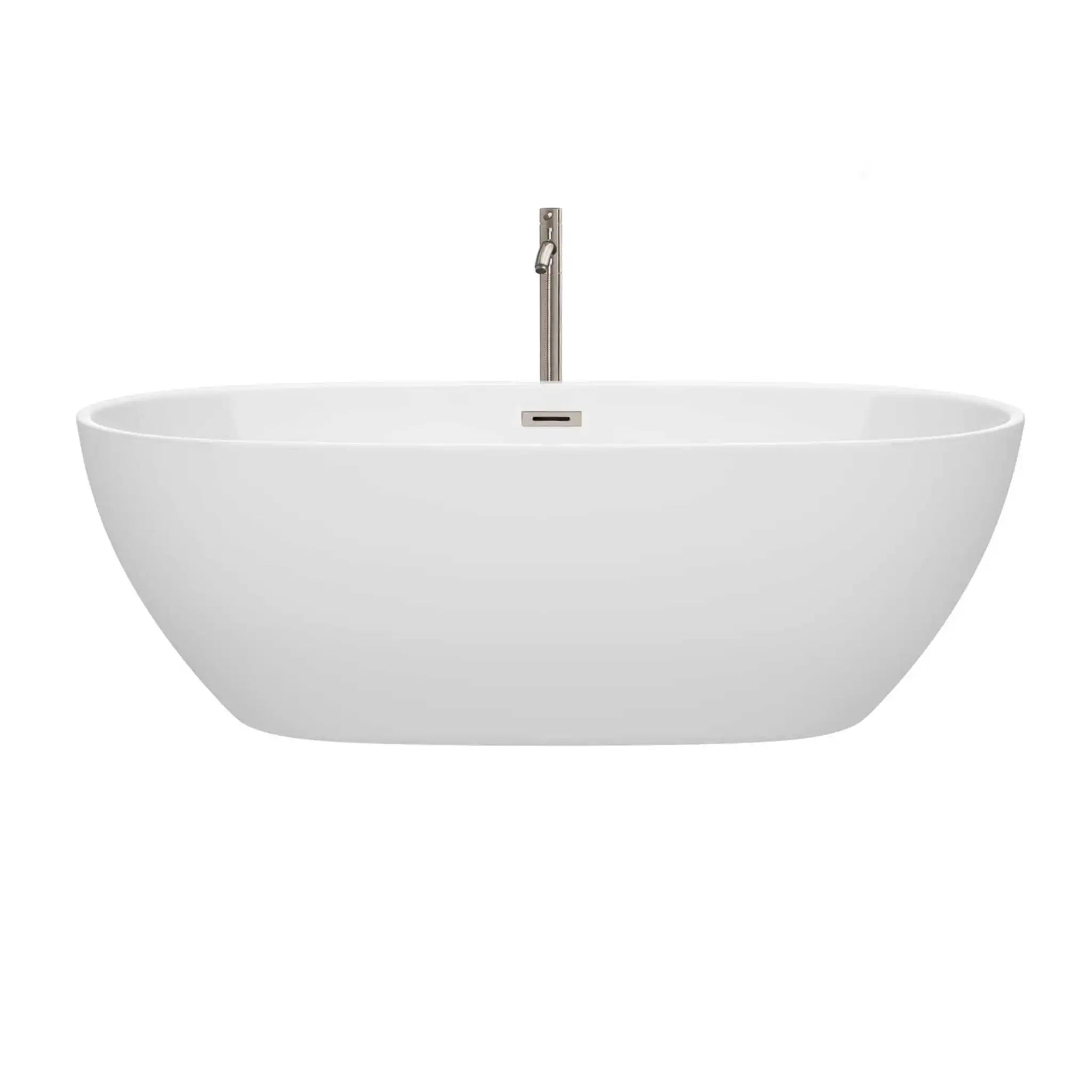 71" White Freestanding Bathtub with Brushed Nickel Faucet - Juno by Wyndham (WCBTK156171ATP11BN) image 2