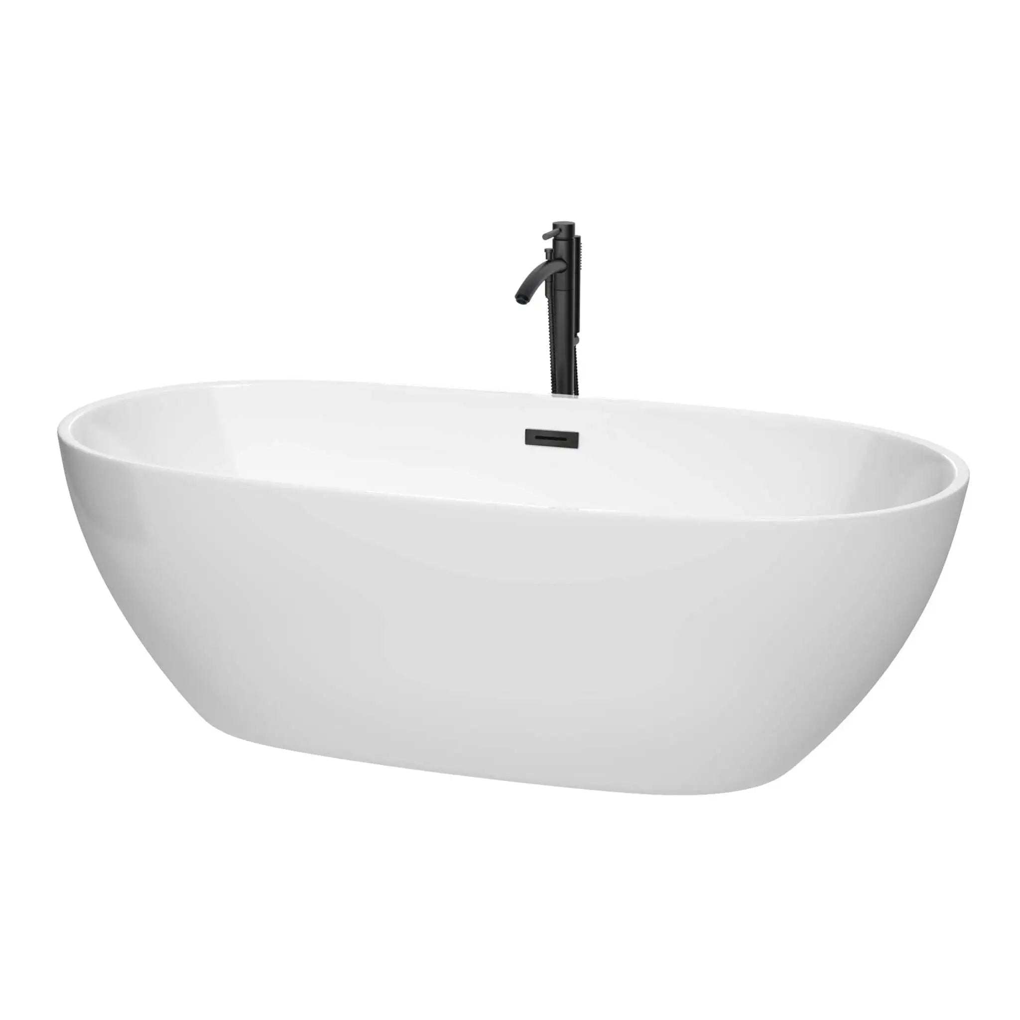 71" White Freestanding Bathtub with Matte Black Faucet - Juno by Wyndham (WCBTK156171MBATPBK) image