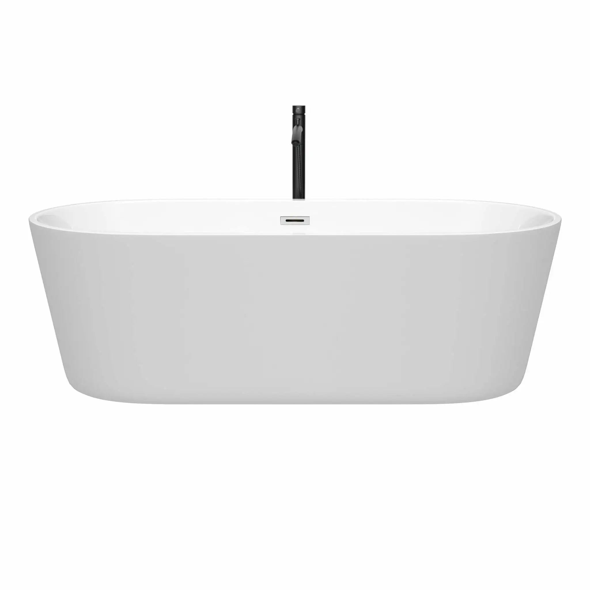 71" White Freestanding Bathtub with Polished Chrome Faucet - Carissa by Wyndham (WCOBT101271PCATPBK) image 2