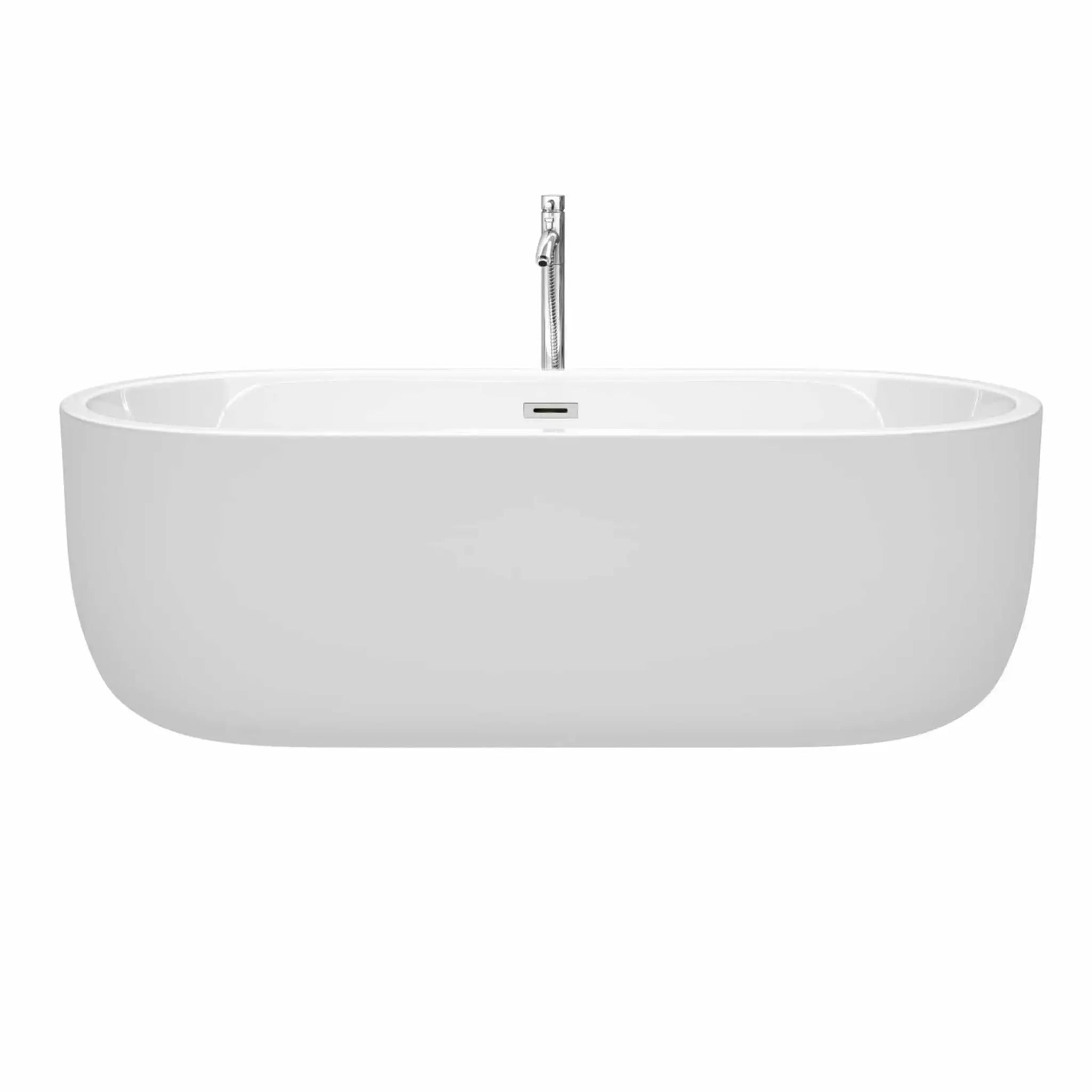 71" White Freestanding Bathtub with Polished Chrome Faucet - Juliette by Wyndham (WCOBT101371ATP11PC) image 2