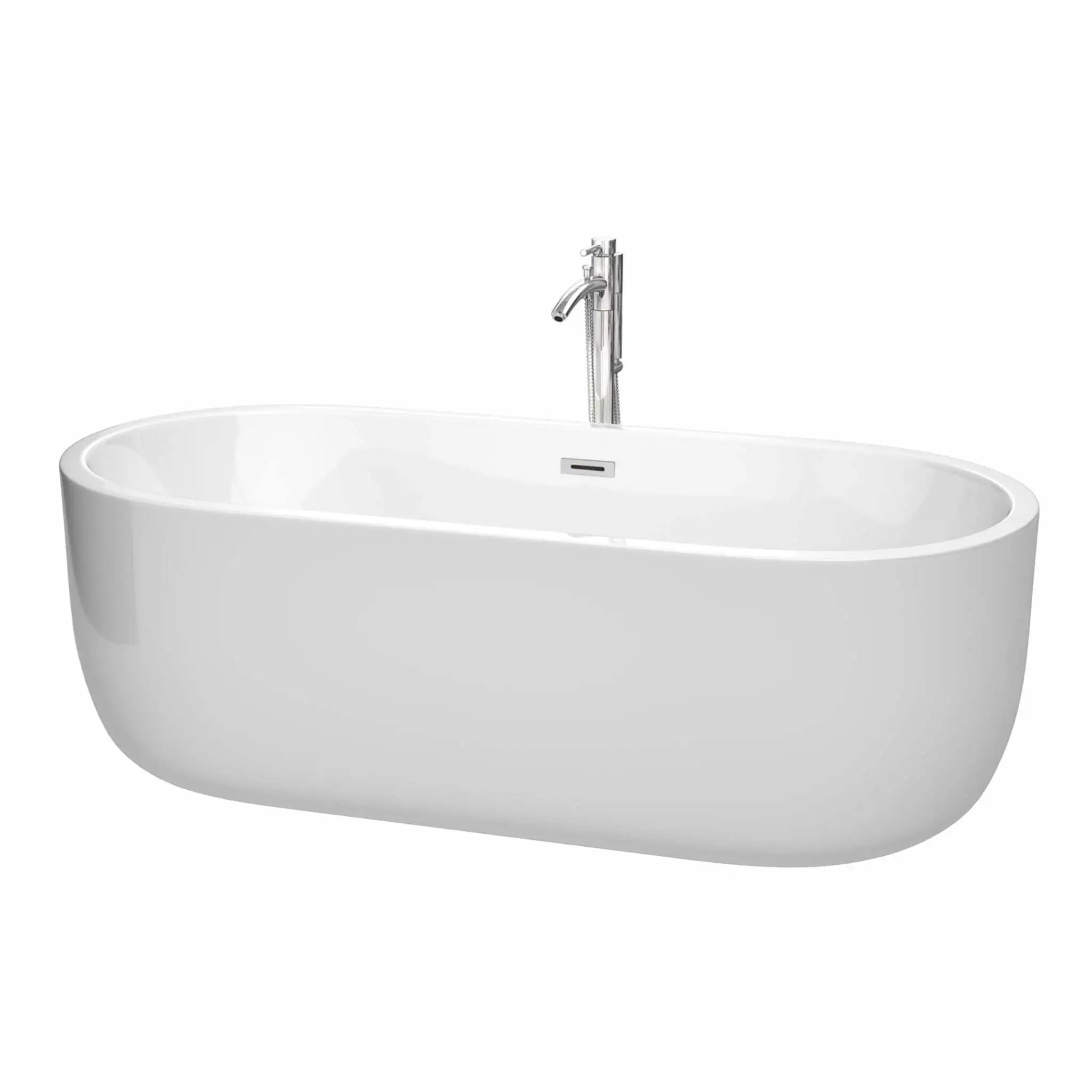 71" White Freestanding Bathtub with Polished Chrome Faucet - Juliette by Wyndham (WCOBT101371ATP11PC) image