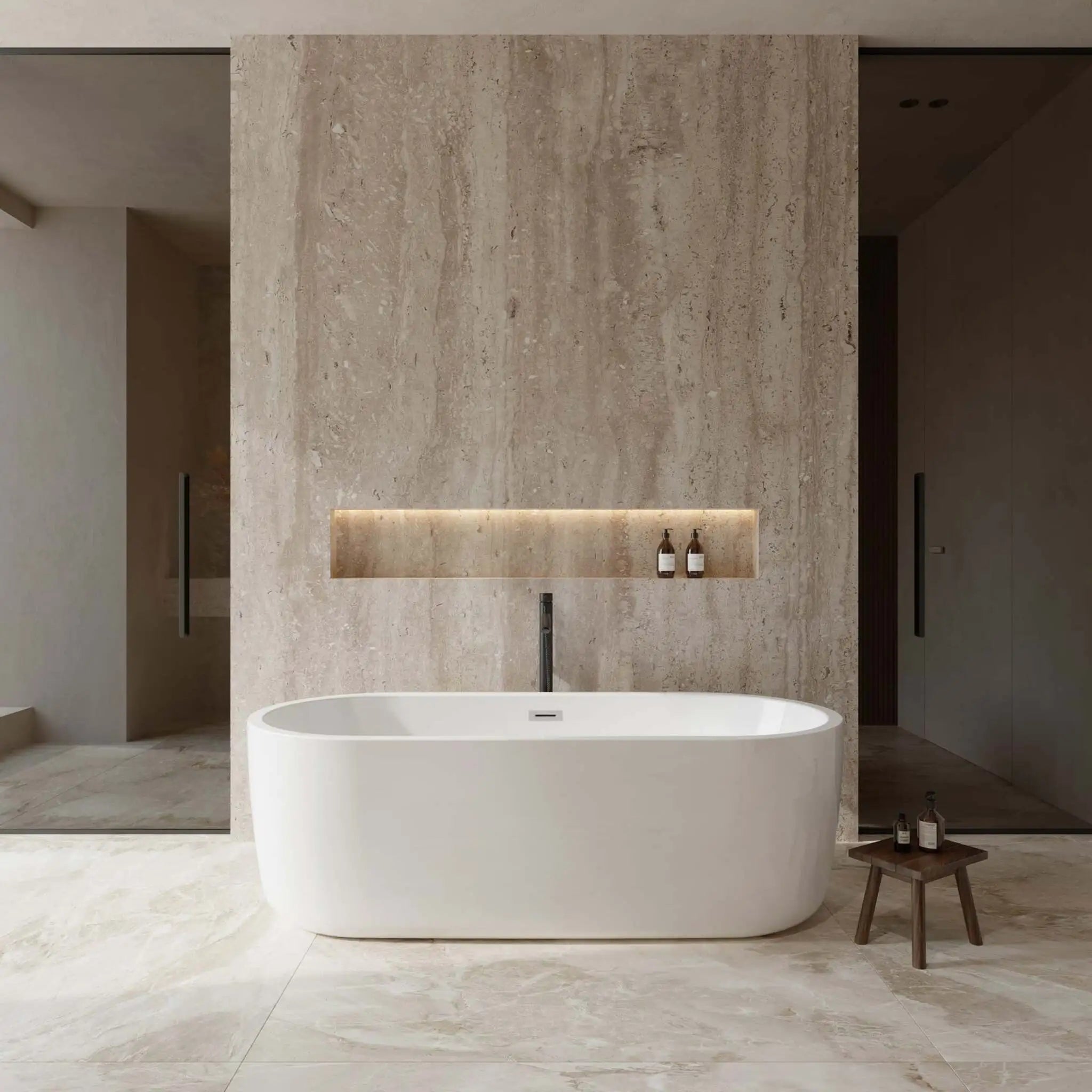 71" White Freestanding Bathtub with Polished Chrome Faucet - Juliette by Wyndham (WCOBT101371PCATPBK) image 1