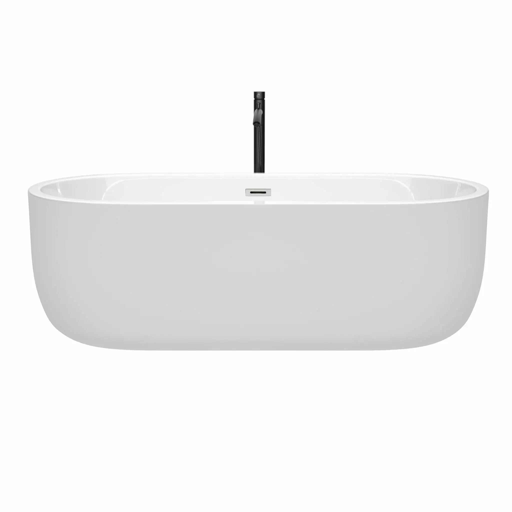 71" White Freestanding Bathtub with Polished Chrome Faucet - Juliette by Wyndham (WCOBT101371PCATPBK) image 2