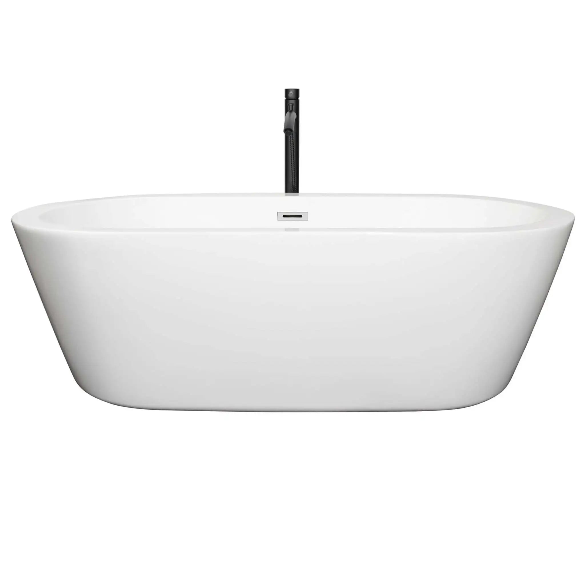 71" White Freestanding Bathtub with Polished Chrome Faucet - Mermaid by Wyndham (WCOBT100371PCATPBK) image 2