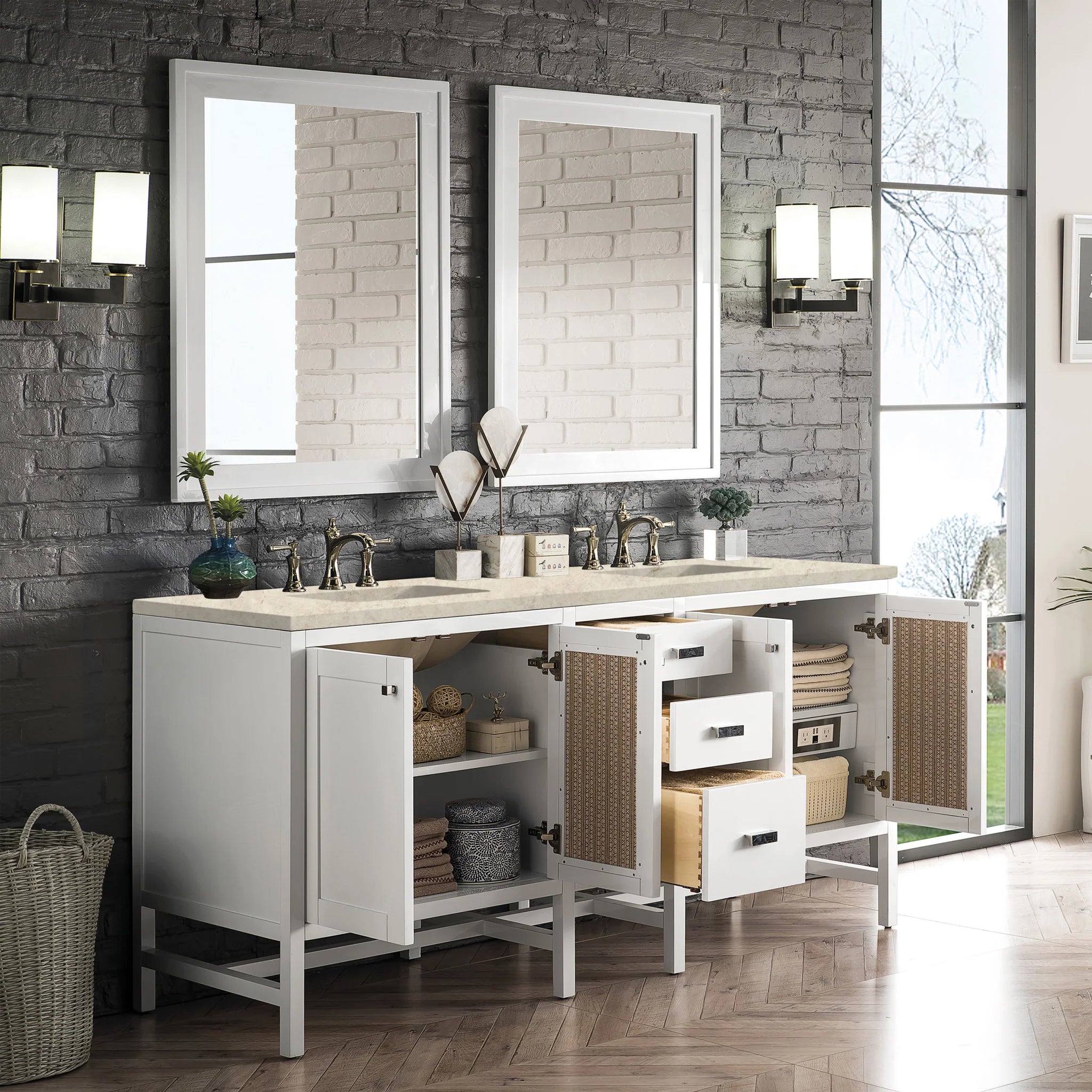 72-addison-double-vanity-cabinet-in-glossy-white-by-james-martin-vanities-e444-v72-gw-tajnar-eclos-zero-silica image 2