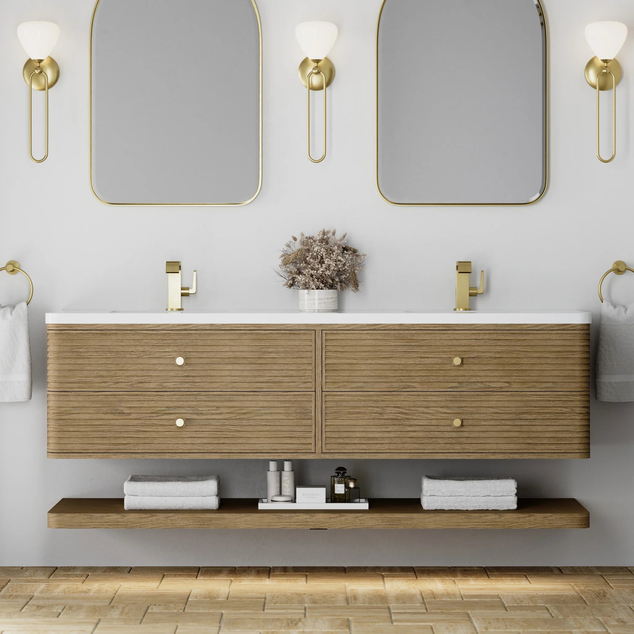 72" Allamari Double Vanity in Dune Mist by James Martin Vanities-White Zeus Silestone 3