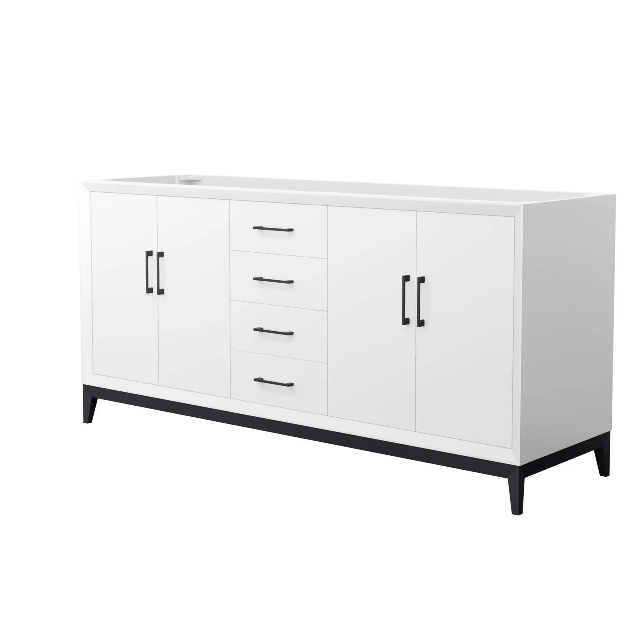 72" Amici Double Bathroom Vanity in White with Matte Black Trim by Wyndham