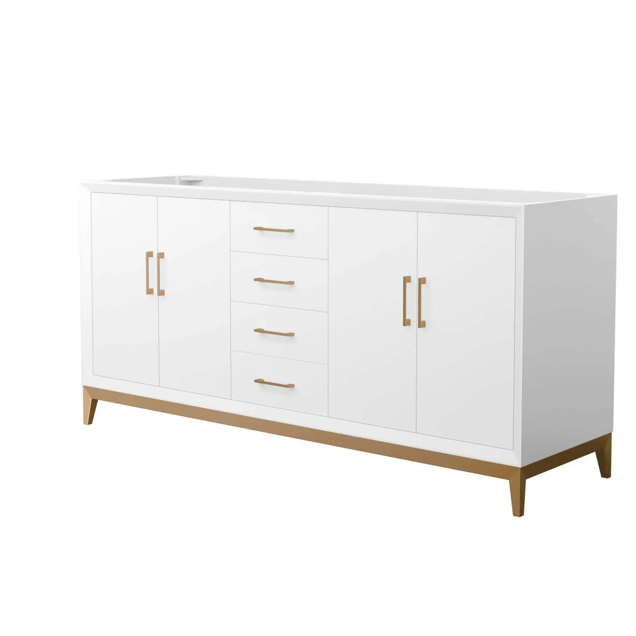 72" Amici Double Bathroom Vanity in White with Satin Bronze Trim by Wyndham