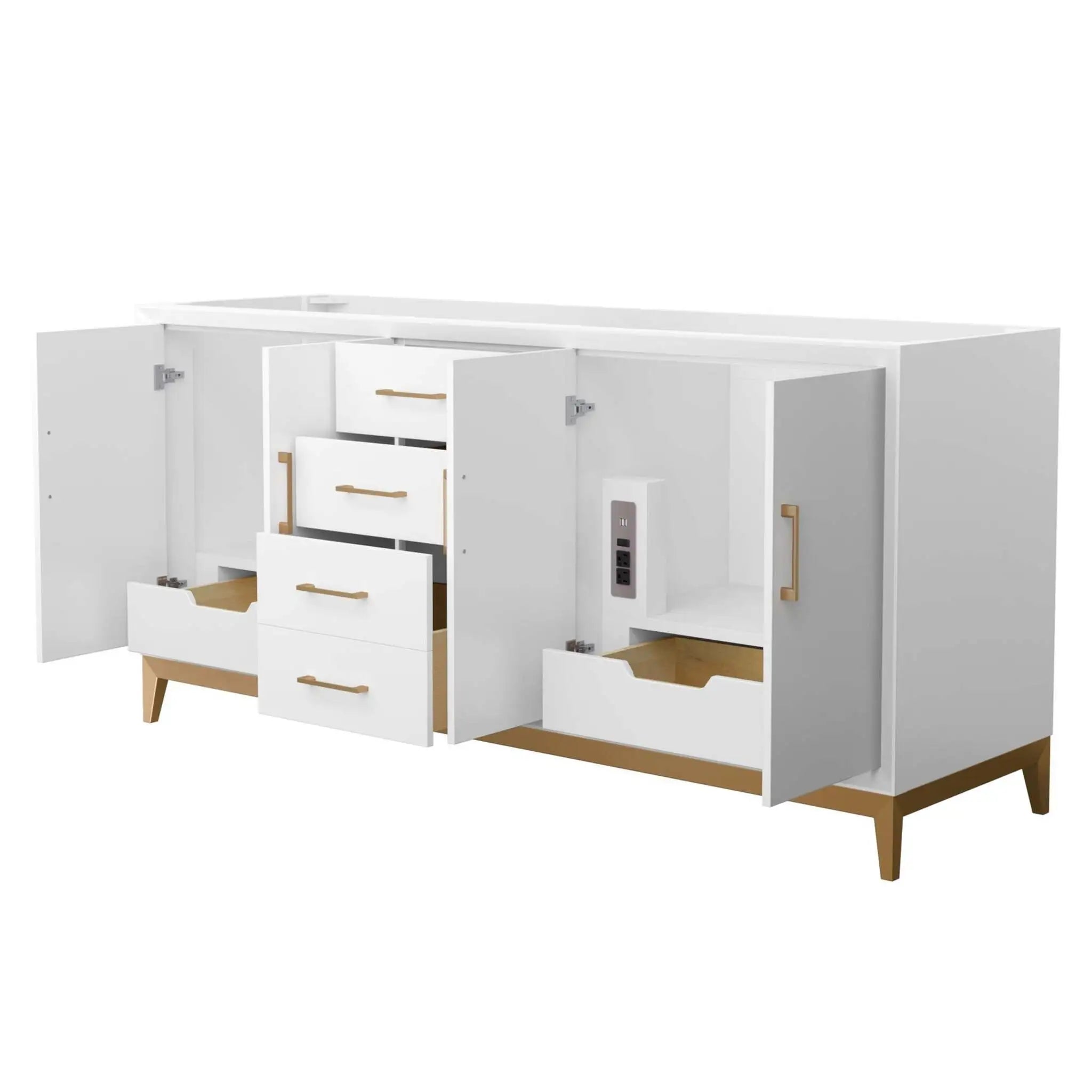 72" Amici Double Bathroom Vanity in White with Satin Bronze Trim by Wyndham