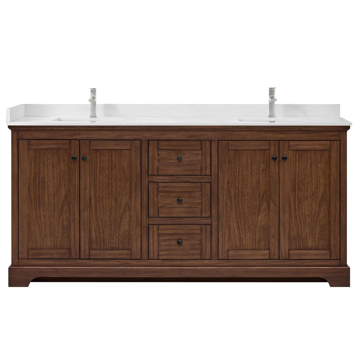 72" Avery Double Bathroom Vanity Dark Walnut Polished Chrome Trim by wyndham View 21
