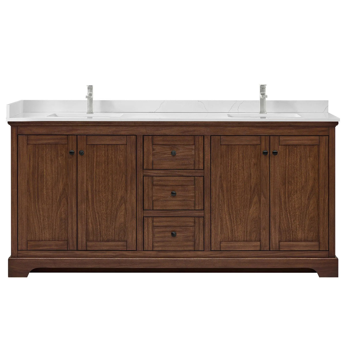 72" Avery Double Bathroom Vanity Dark Walnut Polished Chrome Trim by wyndham View 26
