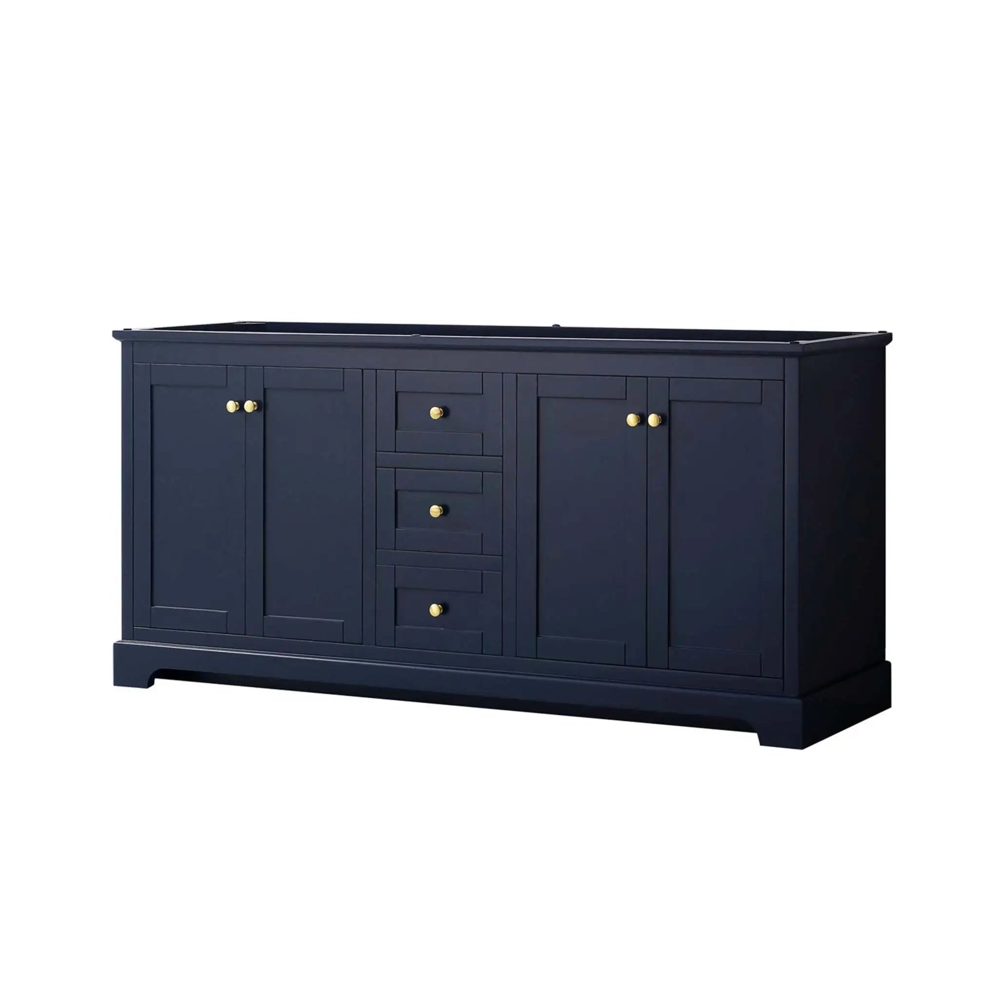 72" Avery Double Bathroom Vanity in Dark Blue with Brushed Gold Trim by Wyndham