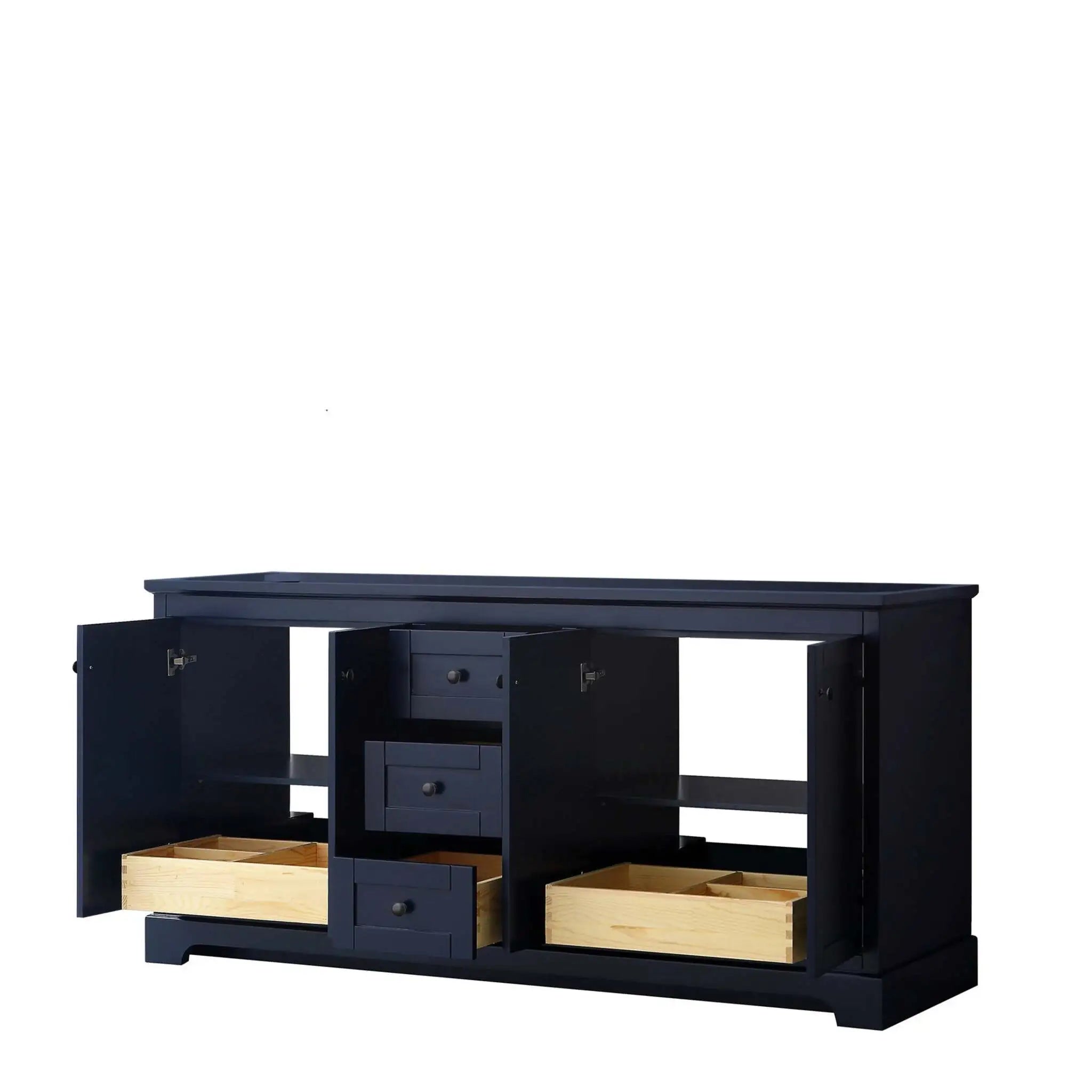 72" Avery Double Bathroom Vanity in Dark Blue with Matte Black Trim by Wyndham