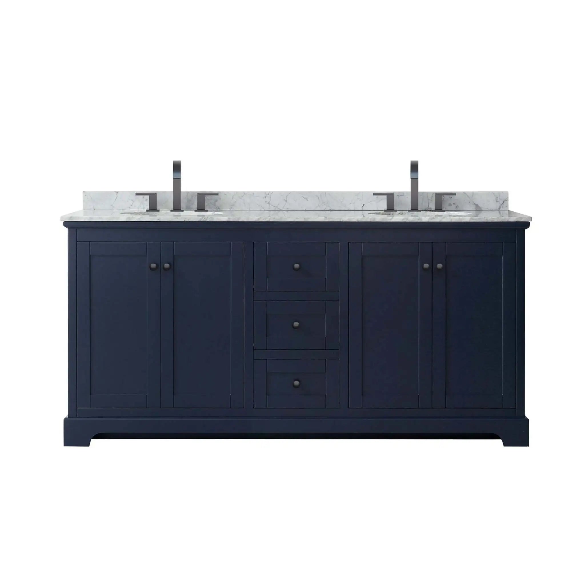 72" Avery Double Bathroom Vanity in Dark Blue with Matte Black Trim by Wyndham