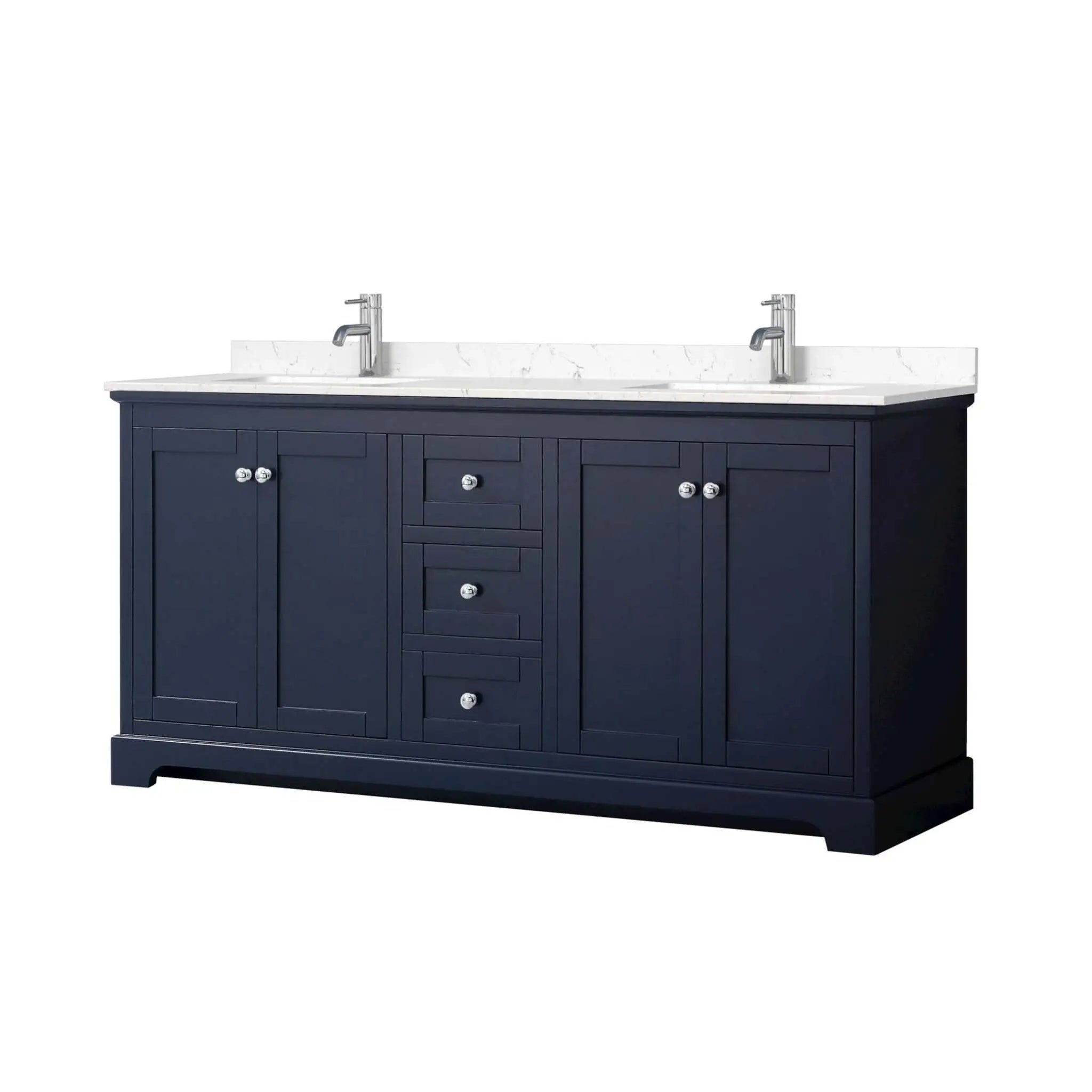 72" Avery Double Bathroom Vanity in Dark Blue with Polished Chrome Trim by Wyndham