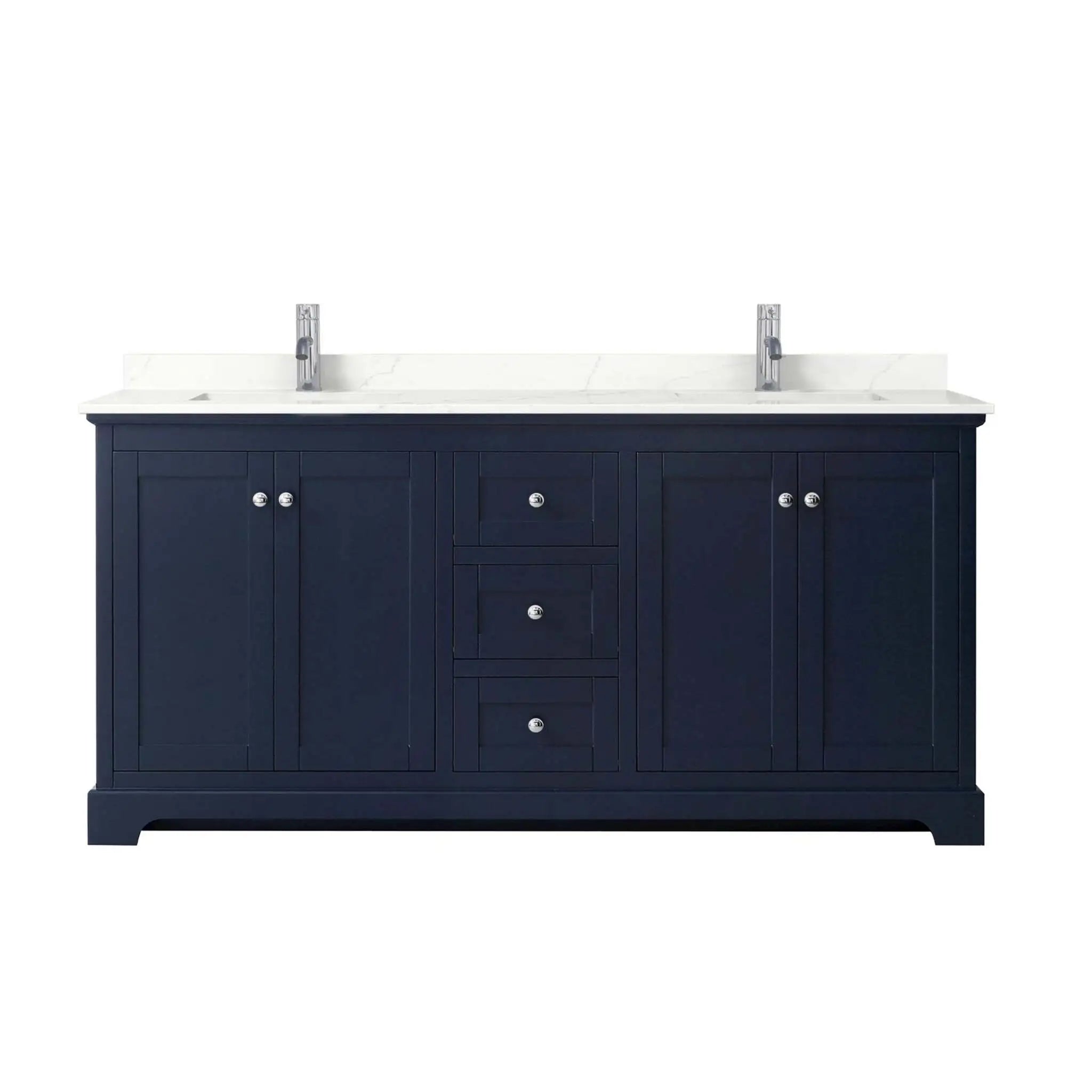 72" Avery Double Bathroom Vanity in Dark Blue with Polished Chrome Trim by Wyndham