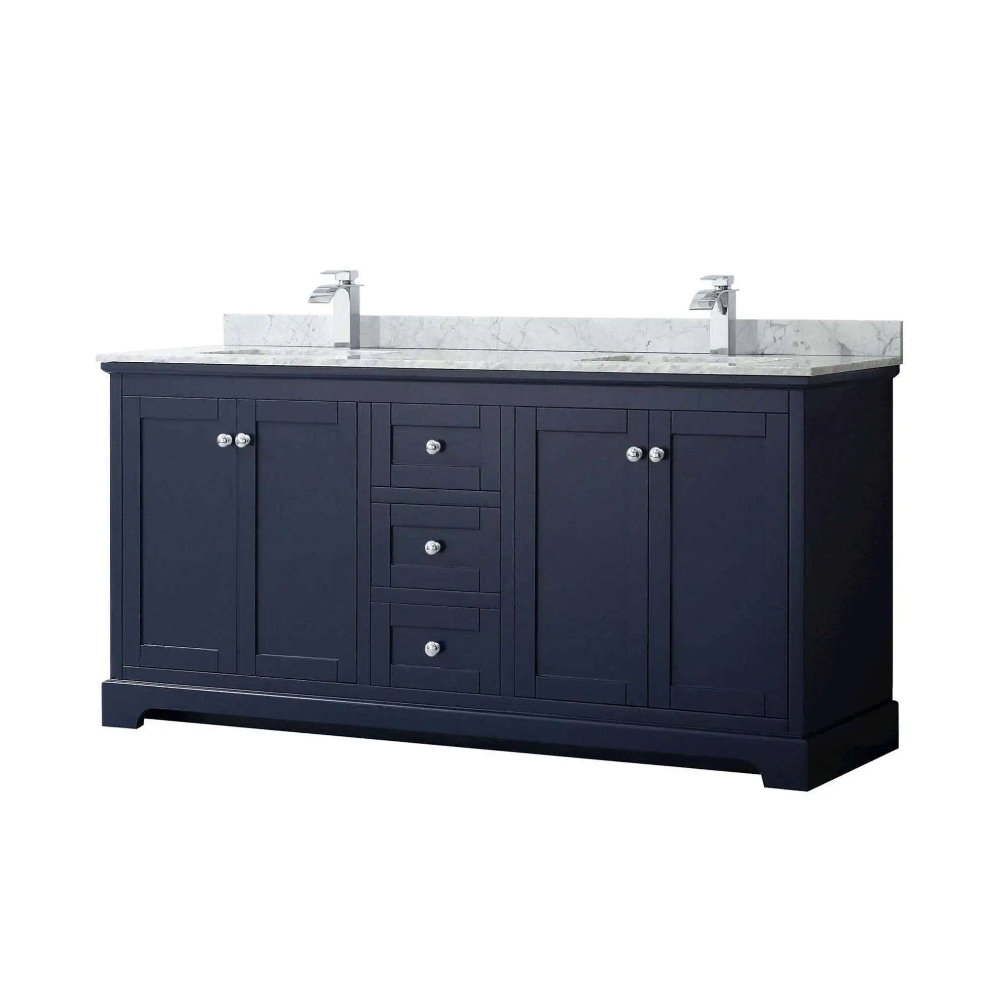 72" Avery Double Bathroom Vanity in Dark Blue with Polished Chrome Trim by Wyndham