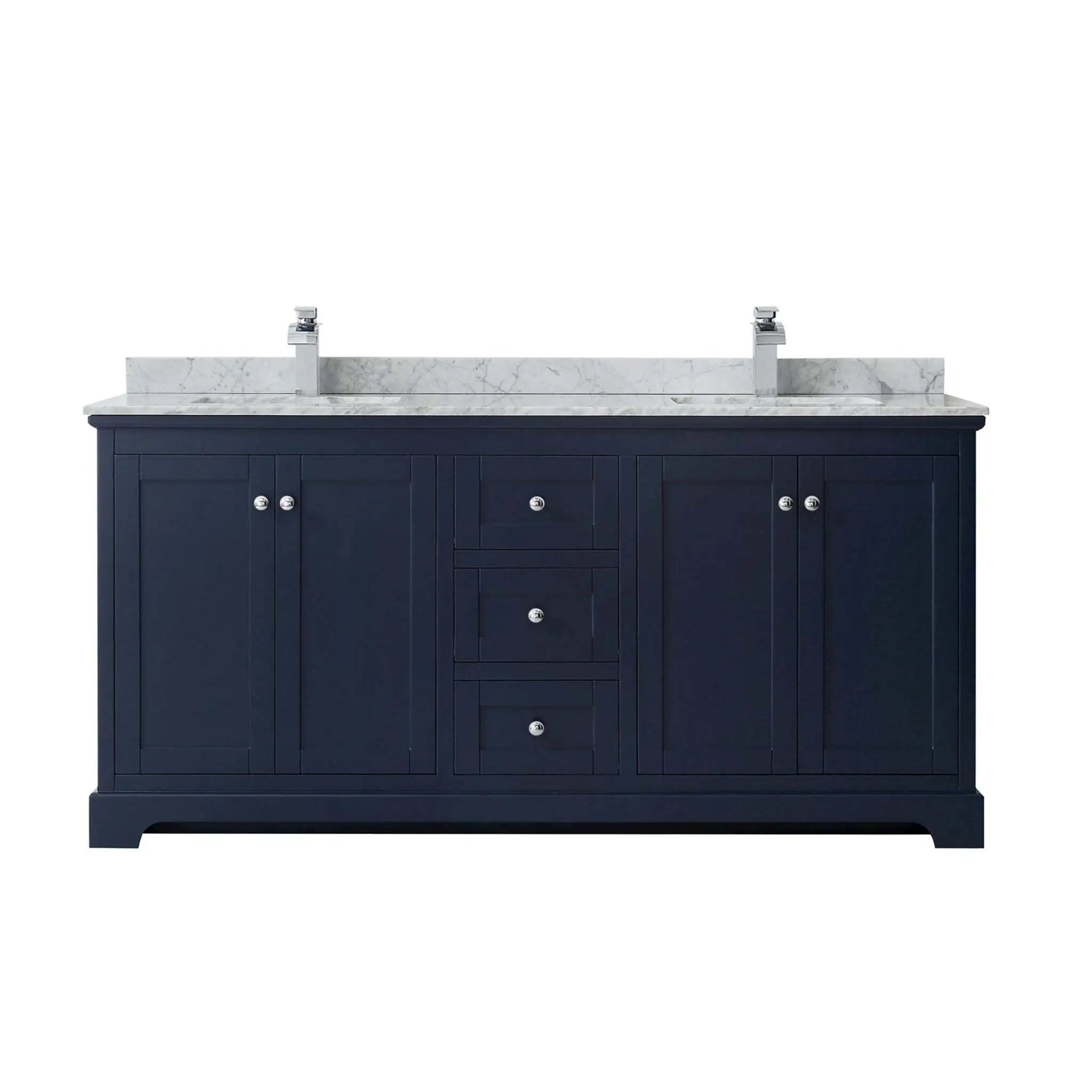 72" Avery Double Bathroom Vanity in Dark Blue with Polished Chrome Trim by Wyndham