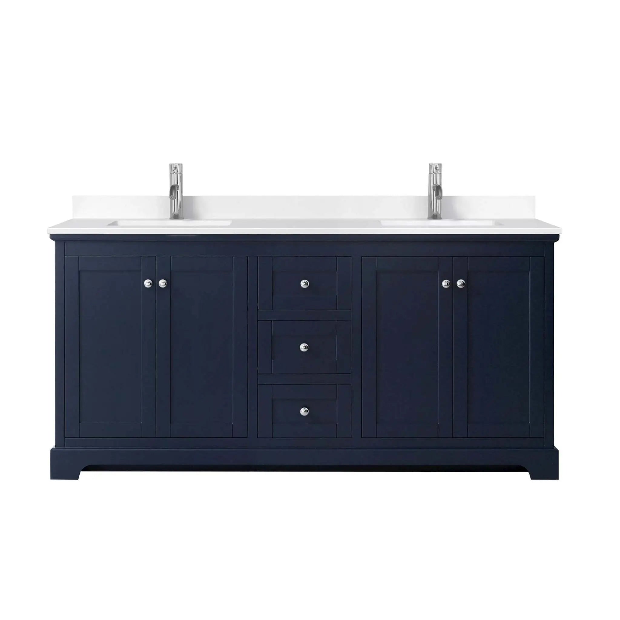 72" Avery Double Bathroom Vanity in Dark Blue with Polished Chrome Trim by Wyndham