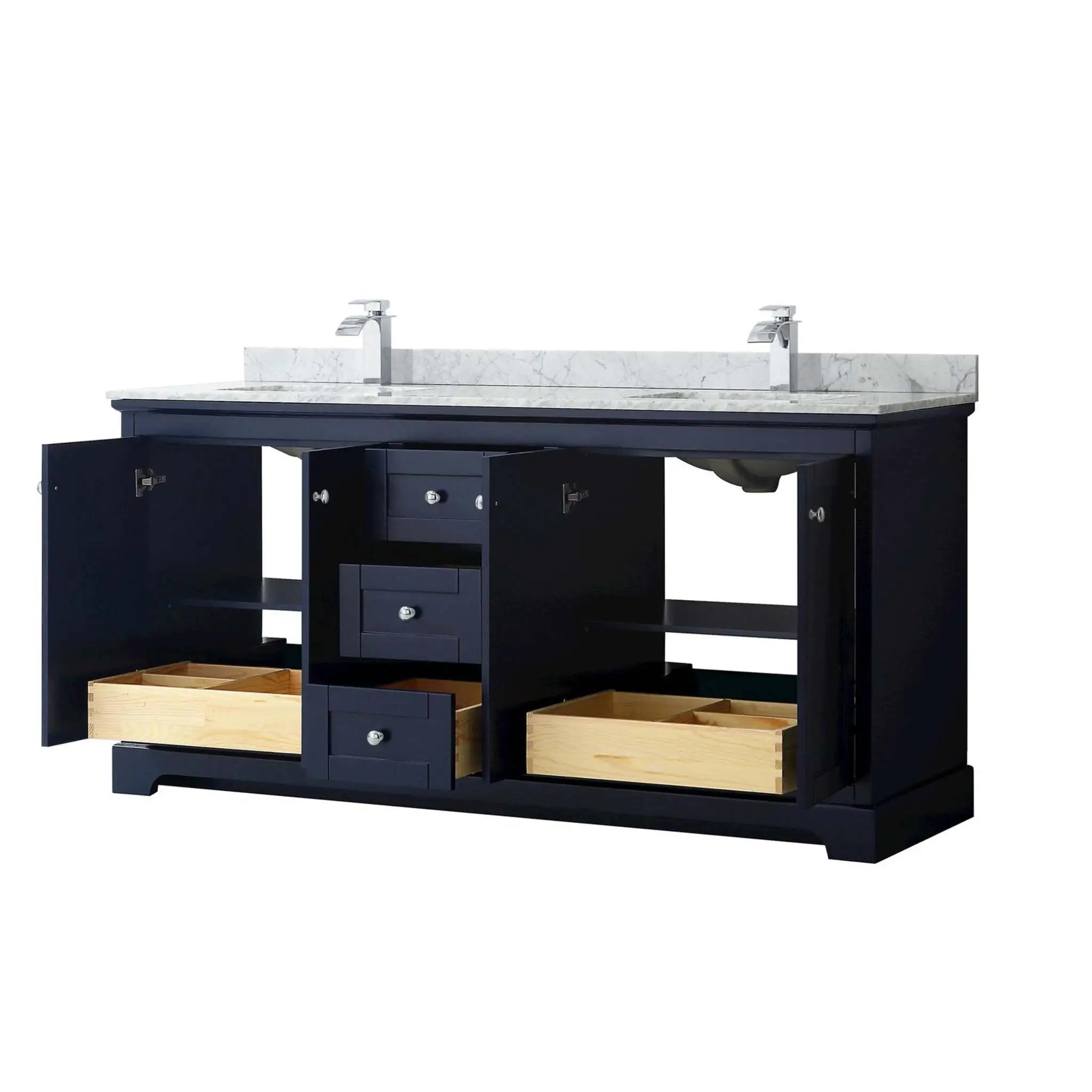 72" Avery Double Bathroom Vanity in Dark Blue with Polished Chrome Trim by Wyndham