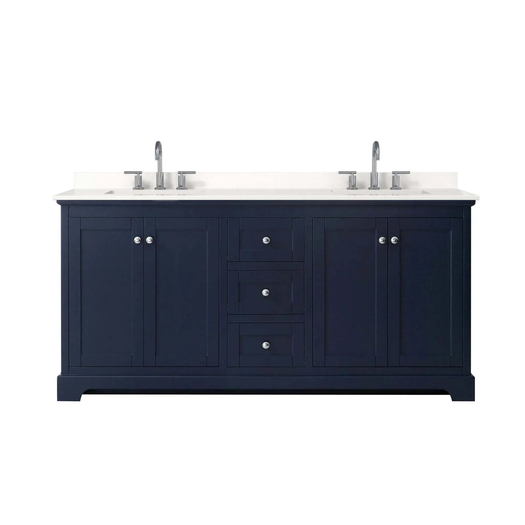 72" Avery Double Bathroom Vanity in Dark Blue with Polished Chrome Trim by Wyndham