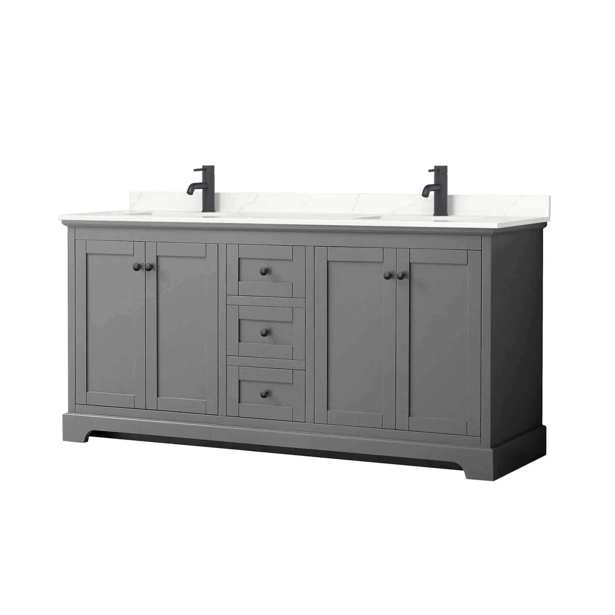 72" Avery Double Bathroom Vanity in Dark Gray with Matte Black Trim by Wyndham