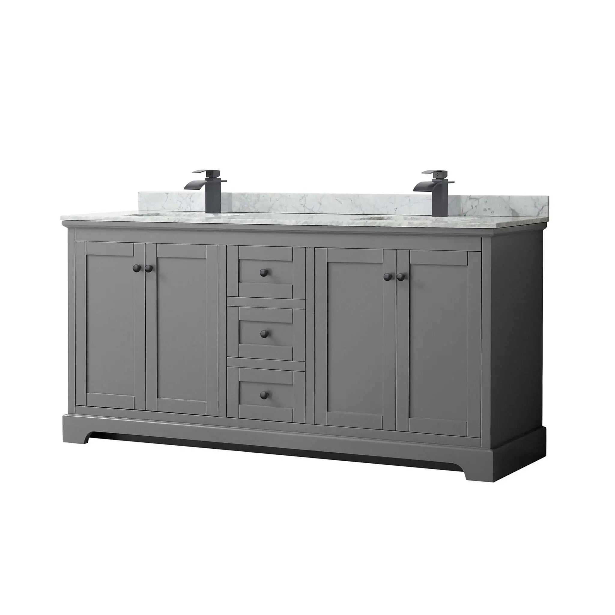 72" Avery Double Bathroom Vanity in Dark Gray with Matte Black Trim by Wyndham