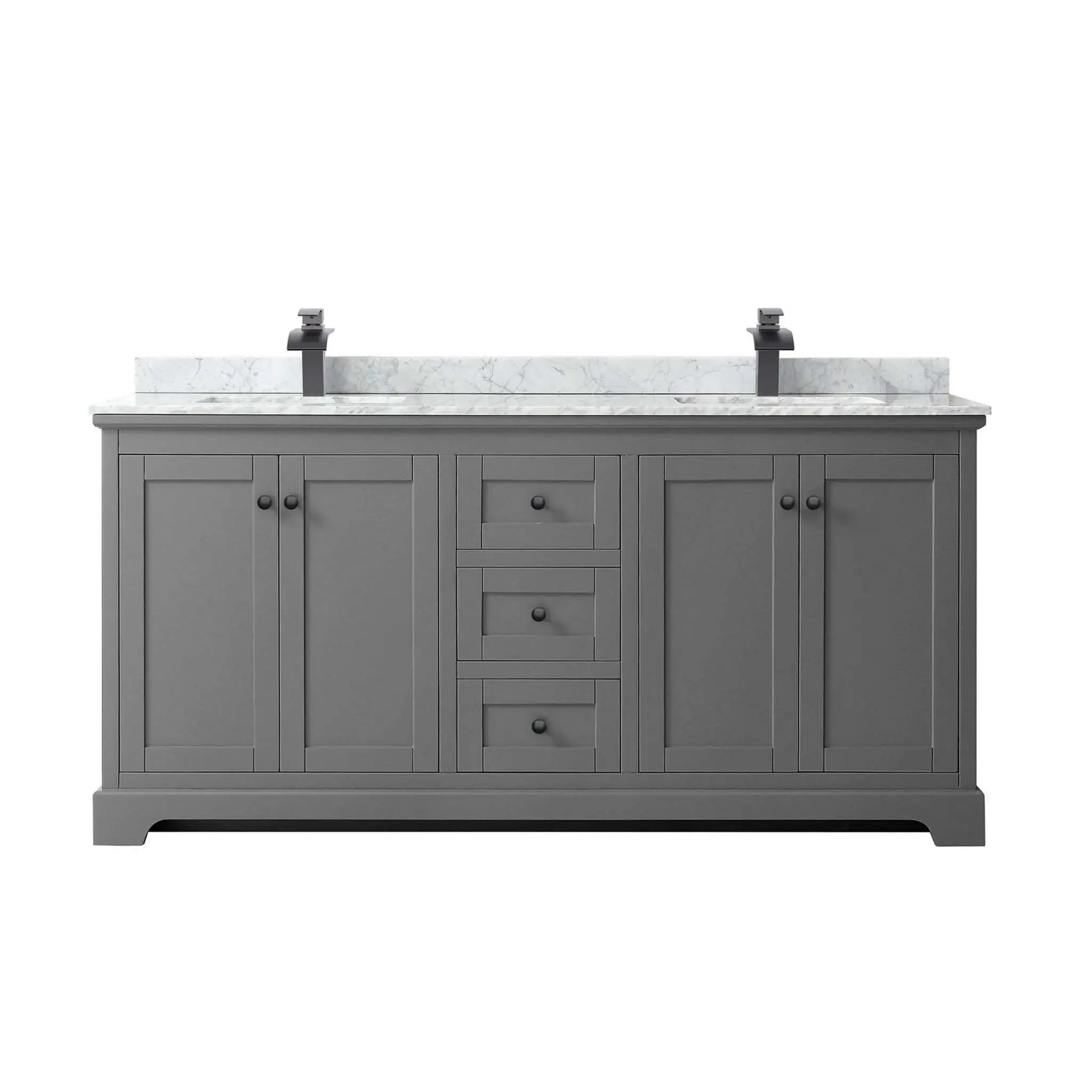 72" Avery Double Bathroom Vanity in Dark Gray with Matte Black Trim by Wyndham