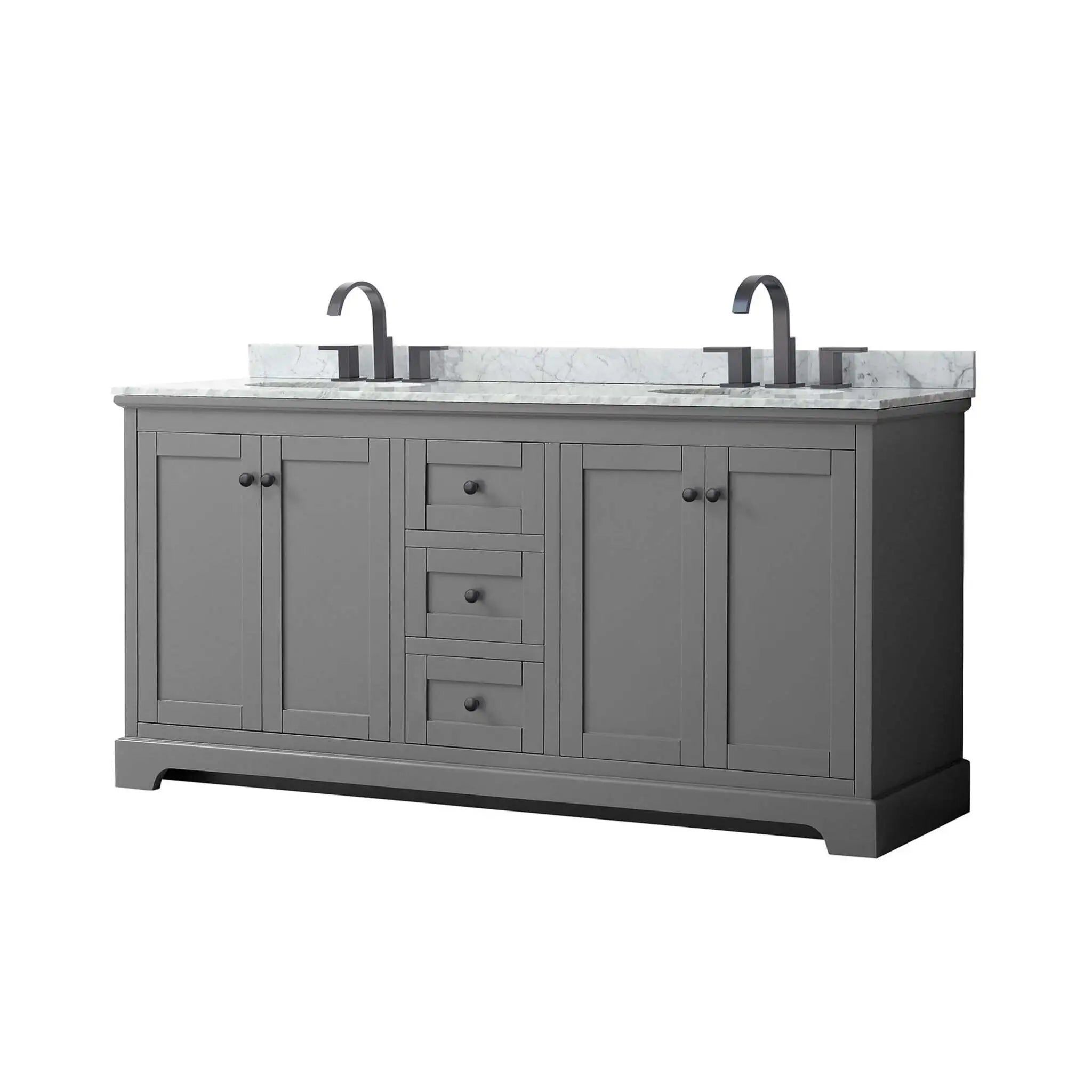 72" Avery Double Bathroom Vanity in Dark Gray with Matte Black Trim by Wyndham