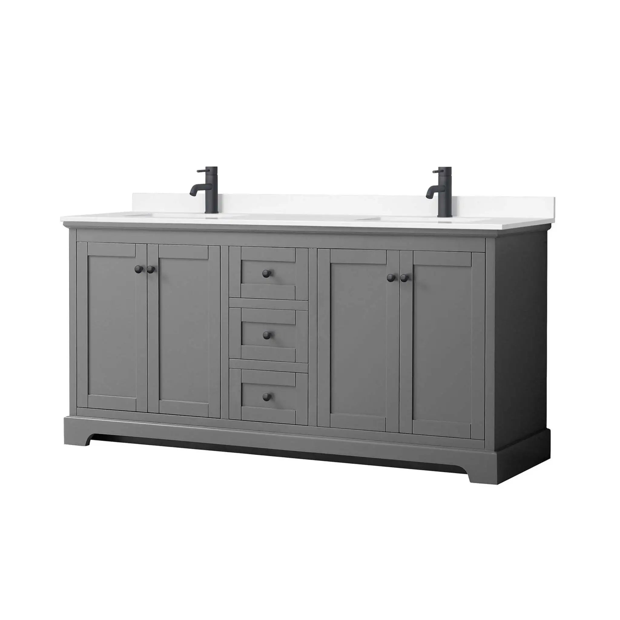 72" Avery Double Bathroom Vanity in Dark Gray with Matte Black Trim by Wyndham