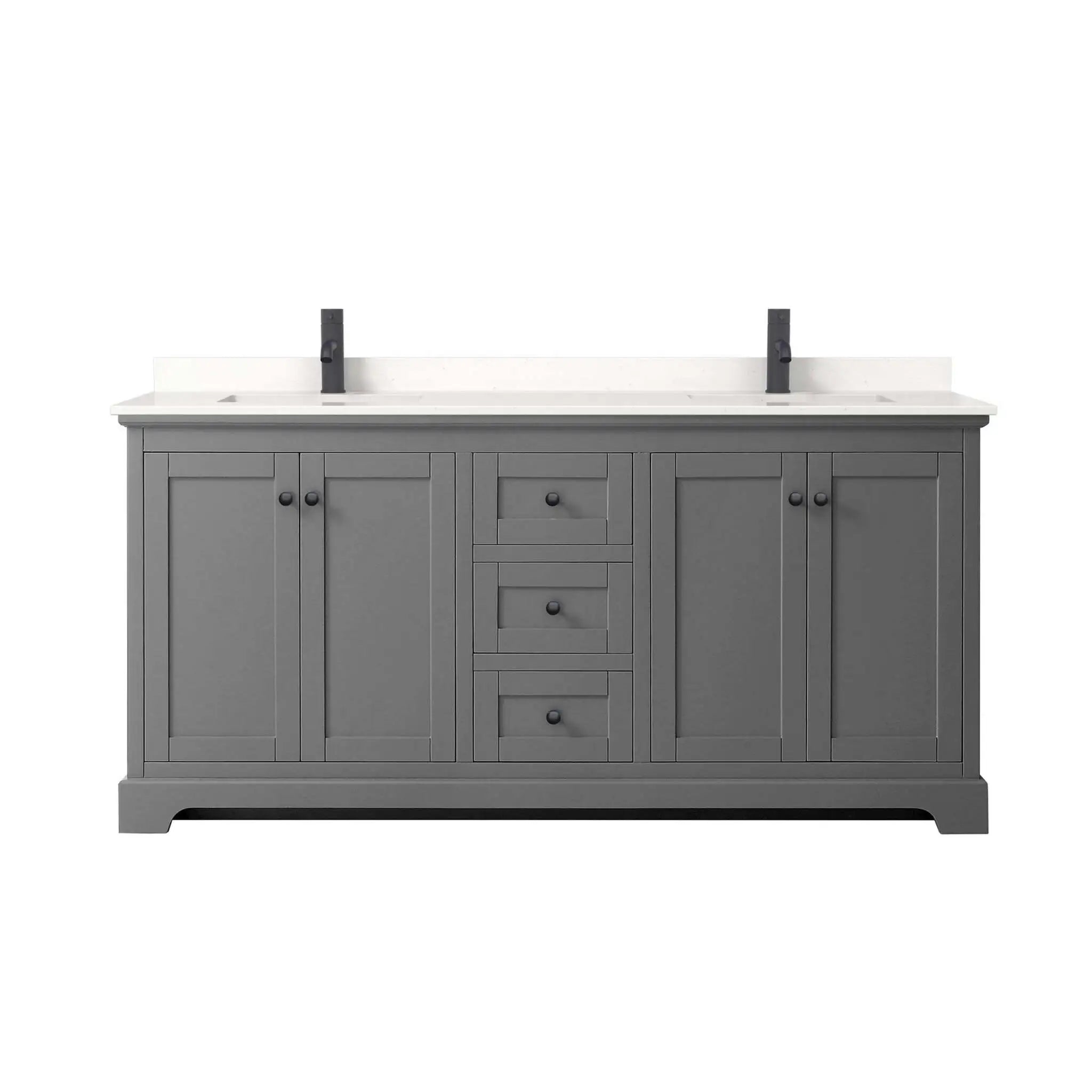 72" Avery Double Bathroom Vanity in Dark Gray with Matte Black Trim by Wyndham