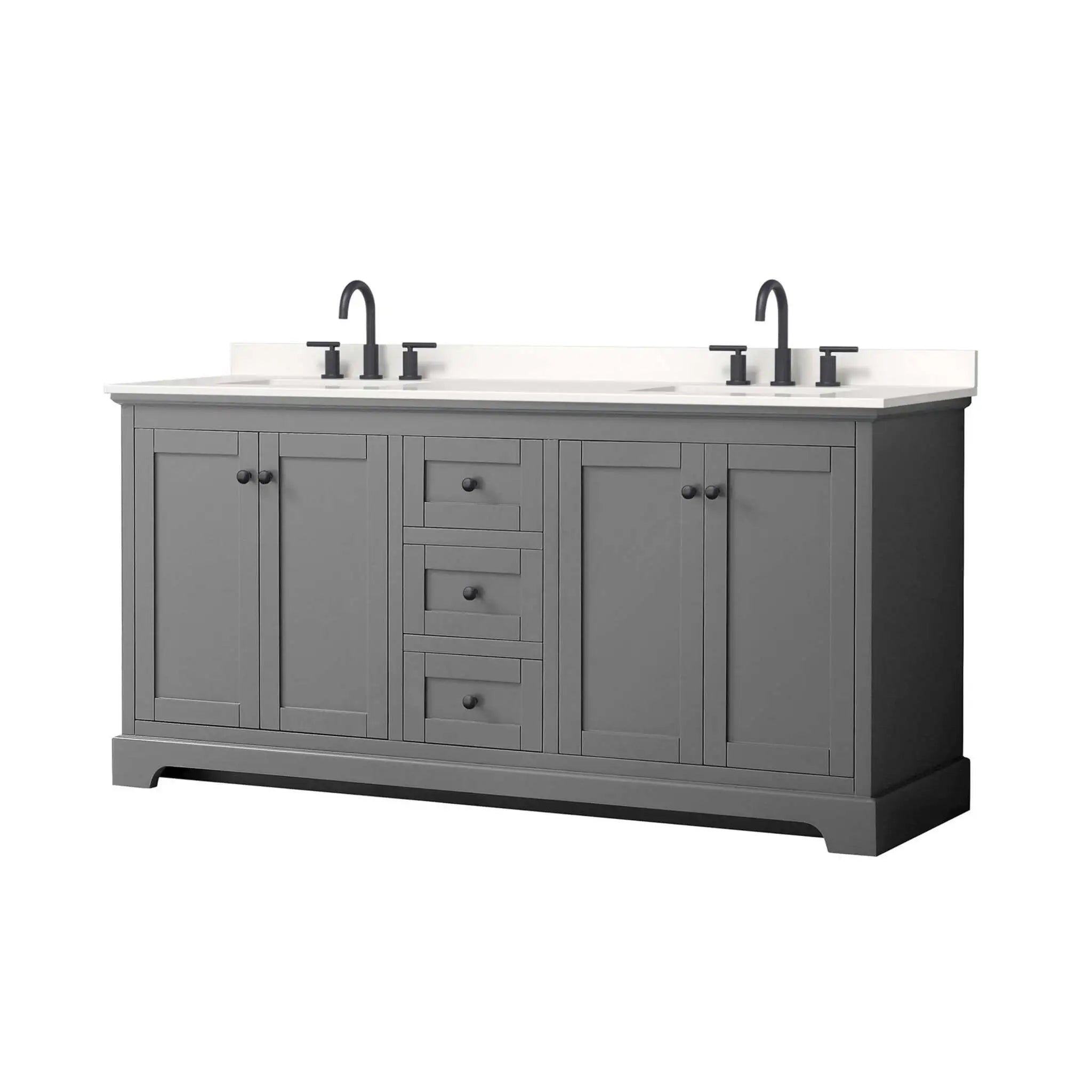 72" Avery Double Bathroom Vanity in Dark Gray with Matte Black Trim by Wyndham