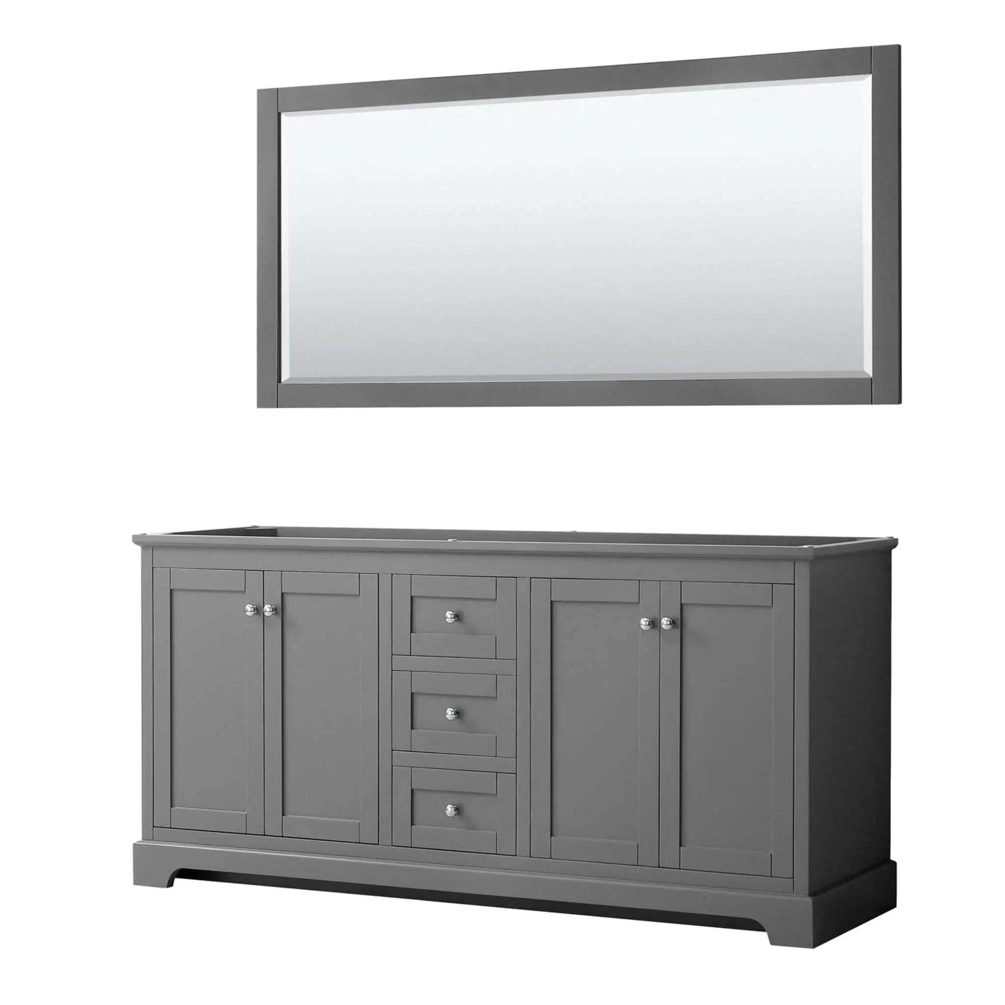 72" Avery Double Bathroom Vanity in Dark Gray with Polished Chrome Trim & 70" Mirror by Wyndham