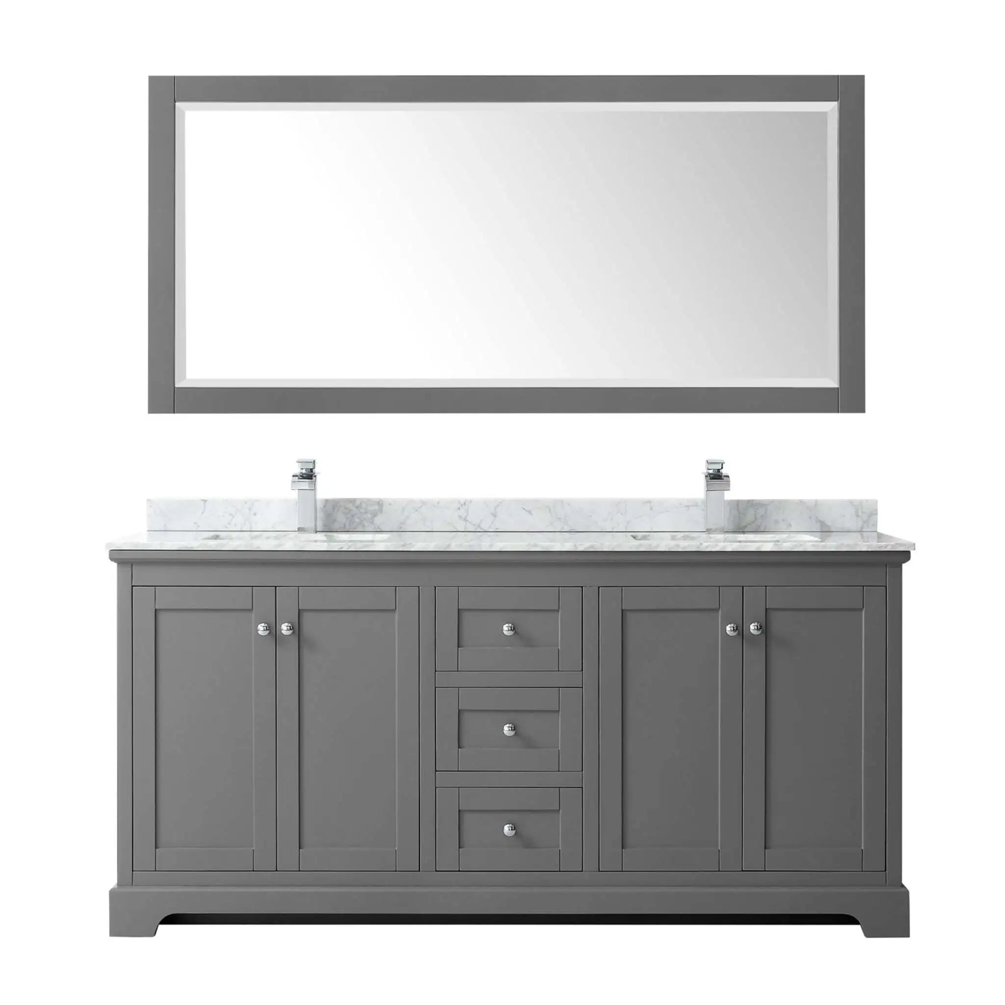 72" Avery Double Bathroom Vanity in Dark Gray with Polished Chrome Trim & 70" Mirror by Wyndham
