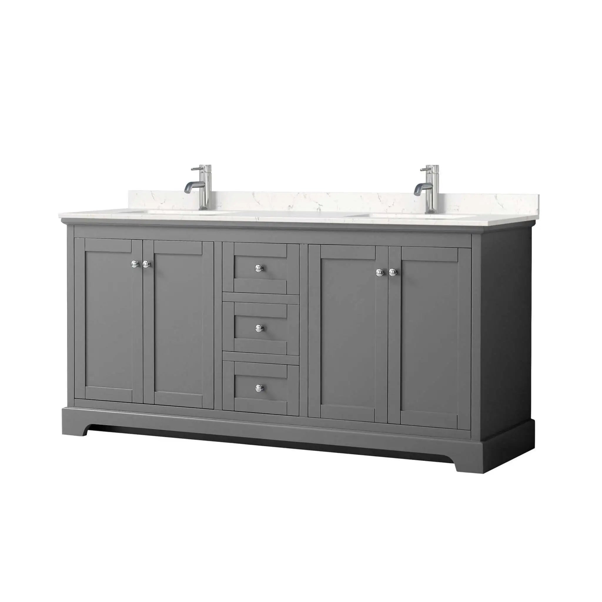 72" Avery Double Bathroom Vanity in Dark Gray with Polished Chrome Trim by Wyndham