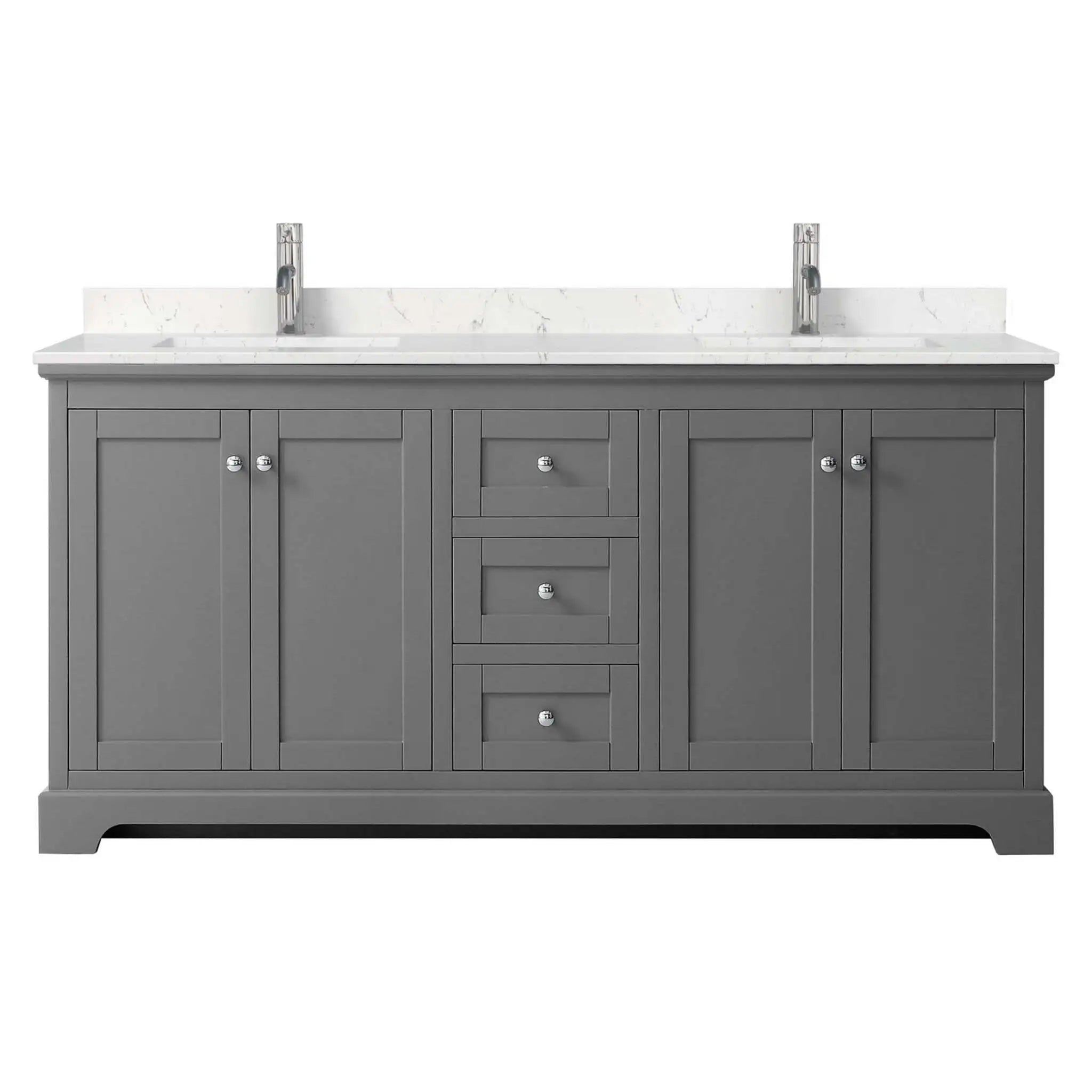 72" Avery Double Bathroom Vanity in Dark Gray with Polished Chrome Trim by Wyndham