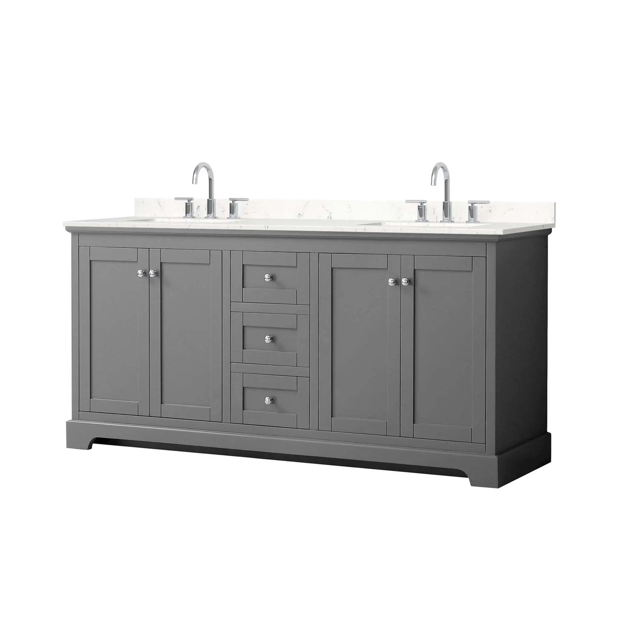 72" Avery Double Bathroom Vanity in Dark Gray with Polished Chrome Trim by Wyndham