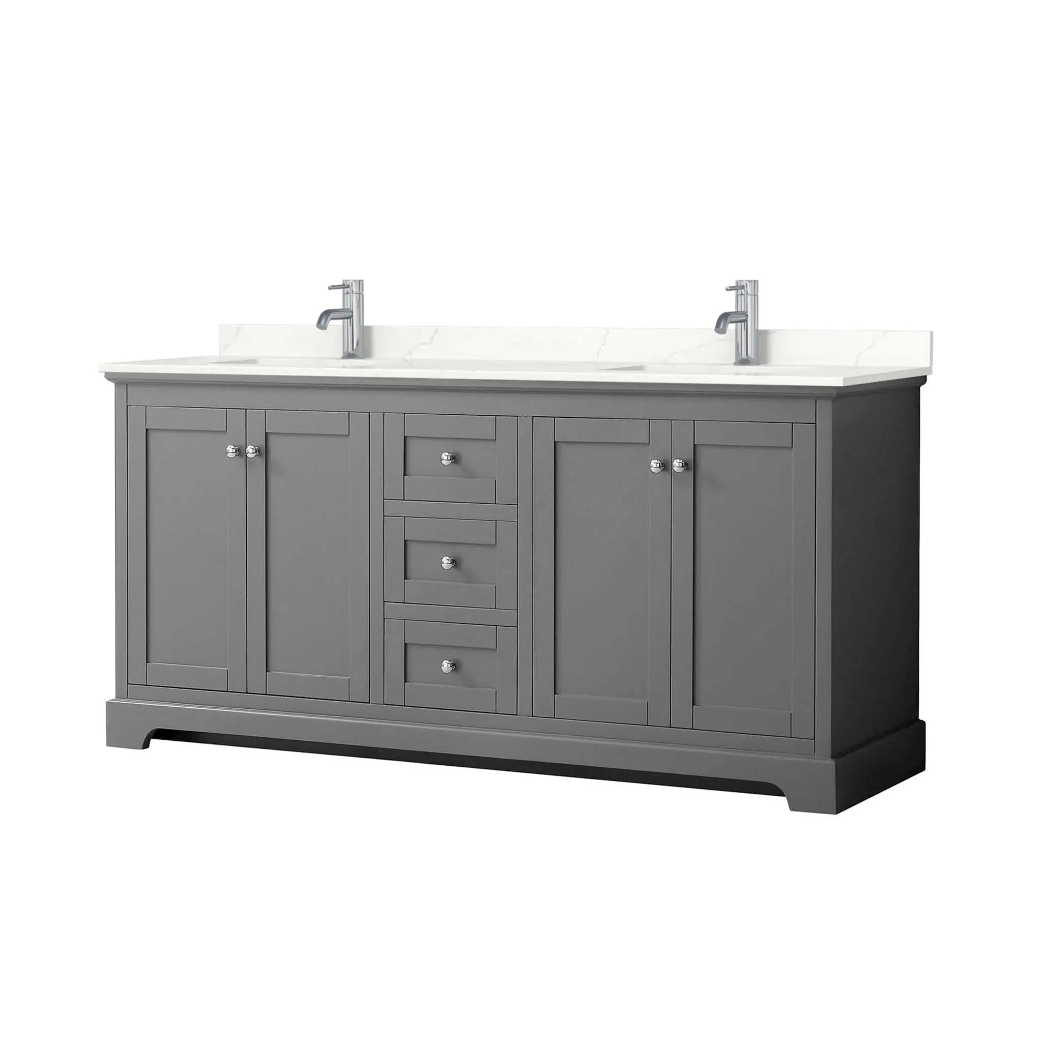 72" Avery Double Bathroom Vanity in Dark Gray with Polished Chrome Trim by Wyndham