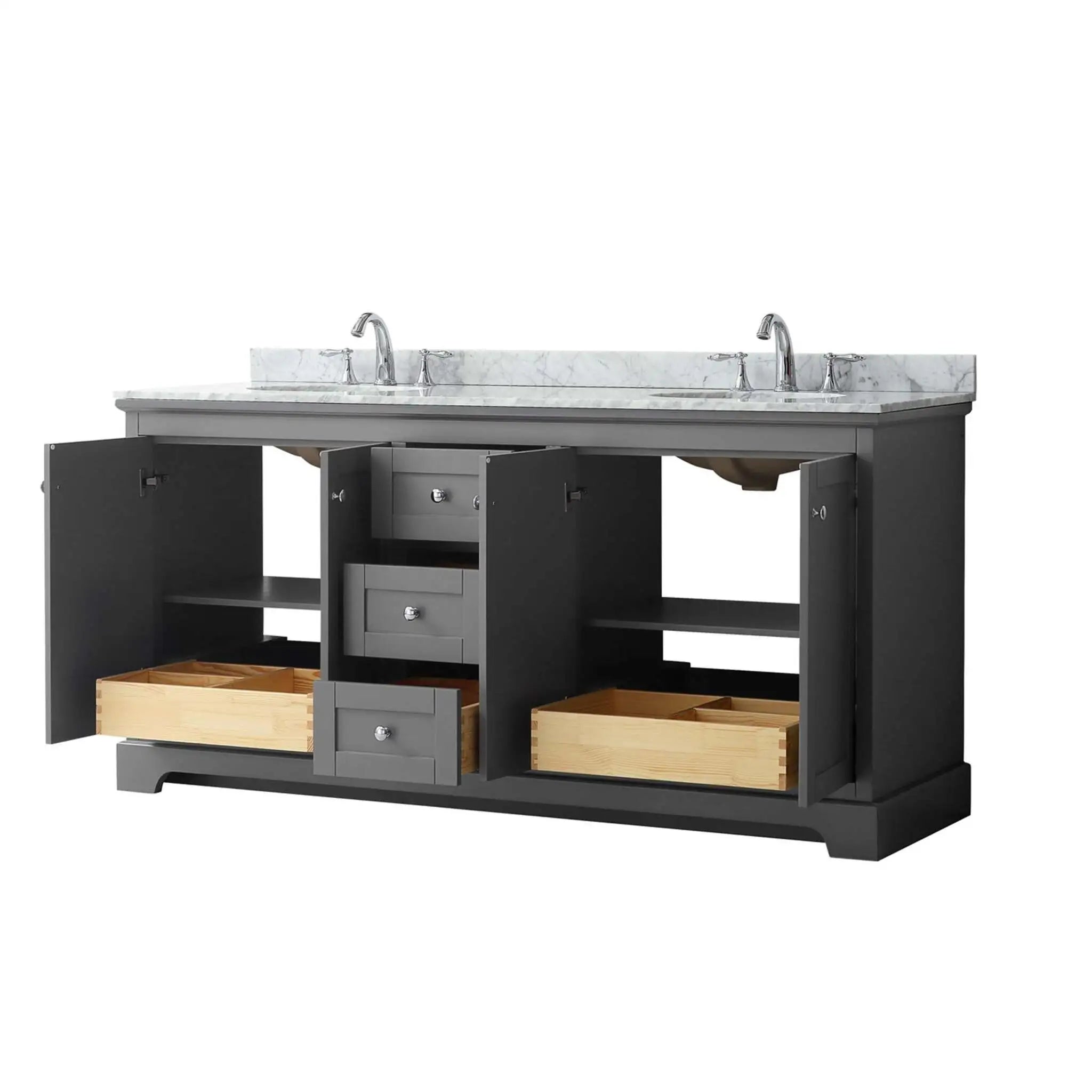 72" Avery Double Bathroom Vanity in Dark Gray with Polished Chrome Trim by Wyndham
