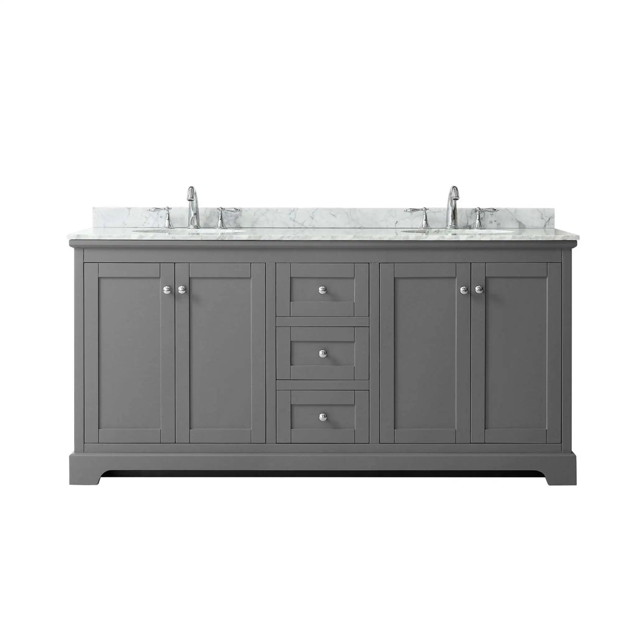 72" Avery Double Bathroom Vanity in Dark Gray with Polished Chrome Trim by Wyndham