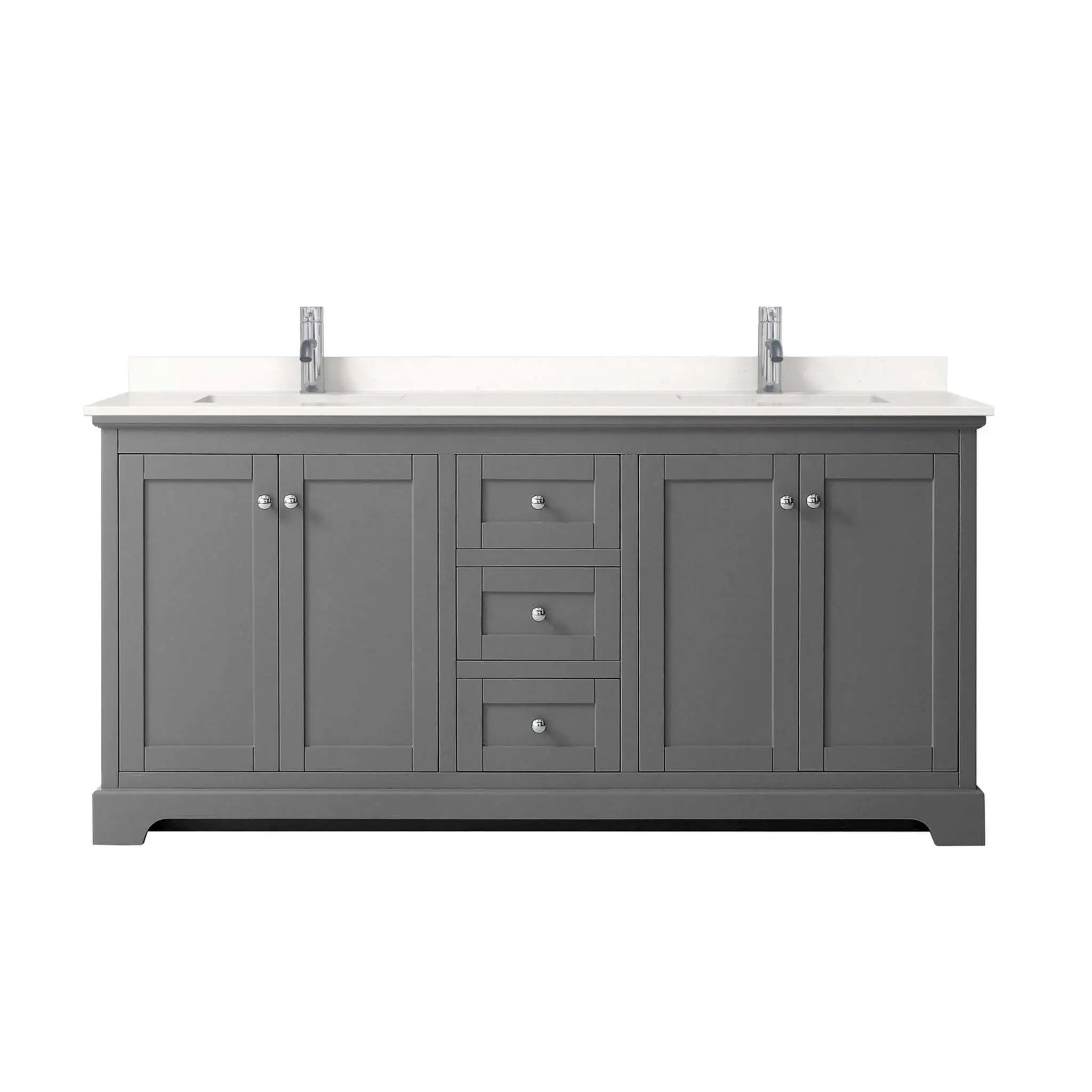 72" Avery Double Bathroom Vanity in Dark Gray with Polished Chrome Trim by Wyndham