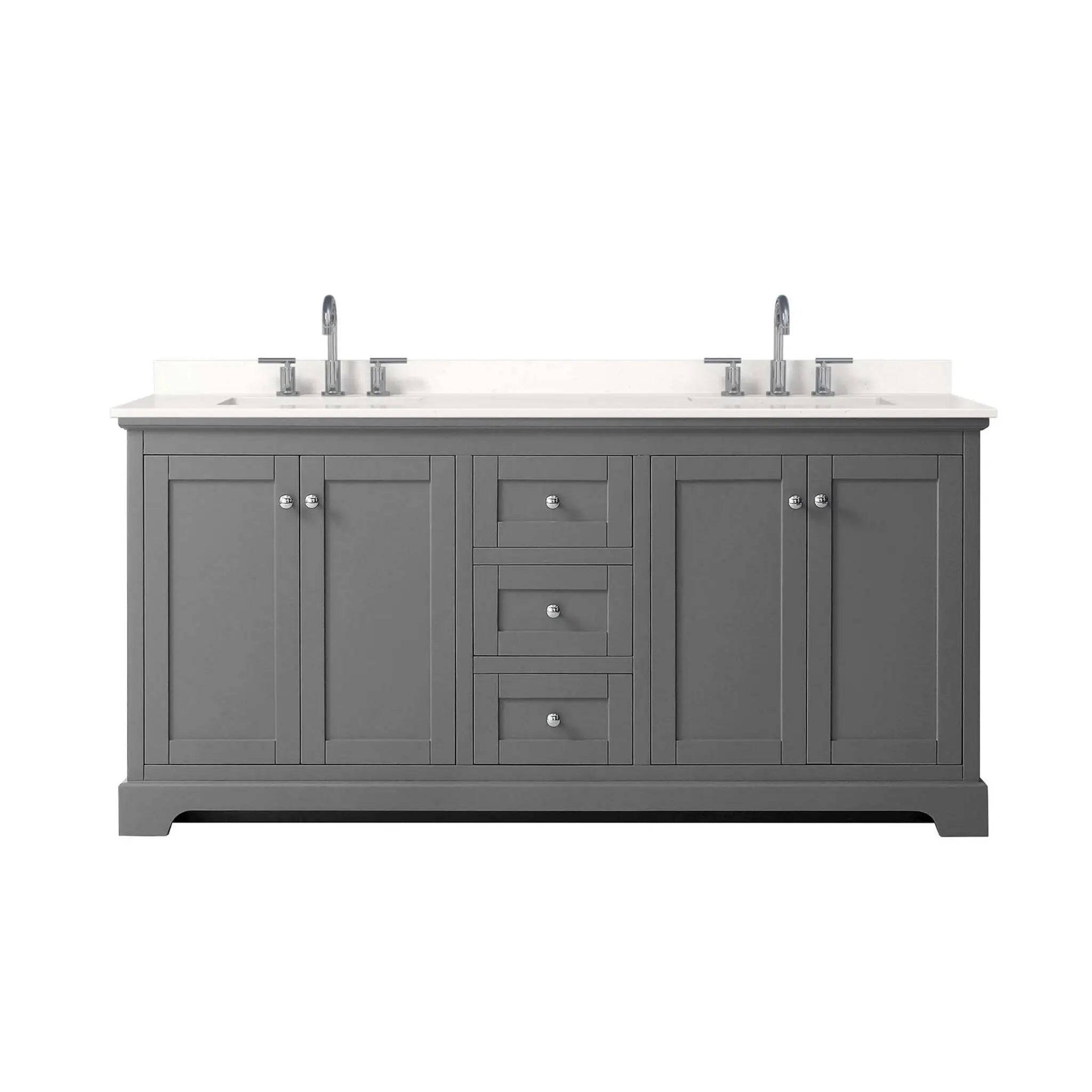 72" Avery Double Bathroom Vanity in Dark Gray with Polished Chrome Trim by Wyndham