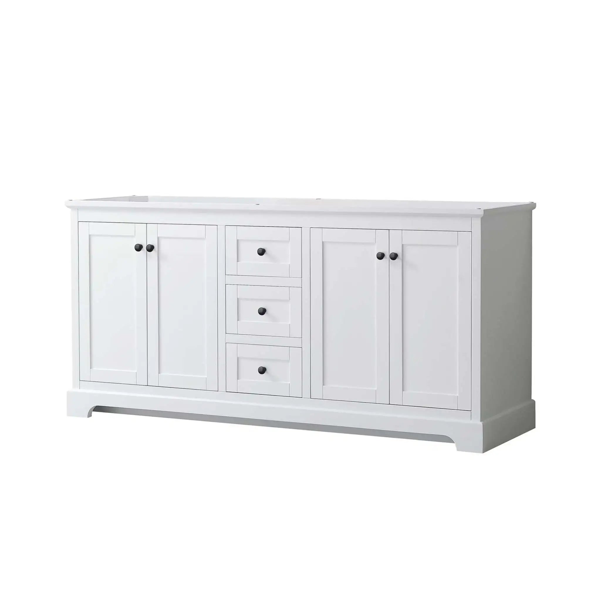 72" Avery Double Bathroom Vanity in White with Matte Black Trim by Wyndham