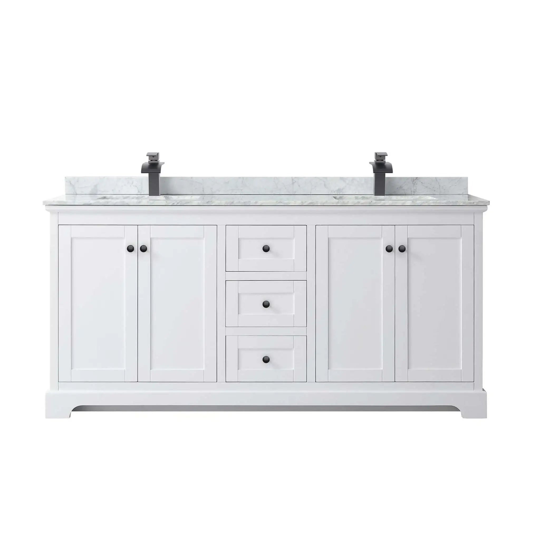 72" Avery Double Bathroom Vanity in White with Matte Black Trim by Wyndham
